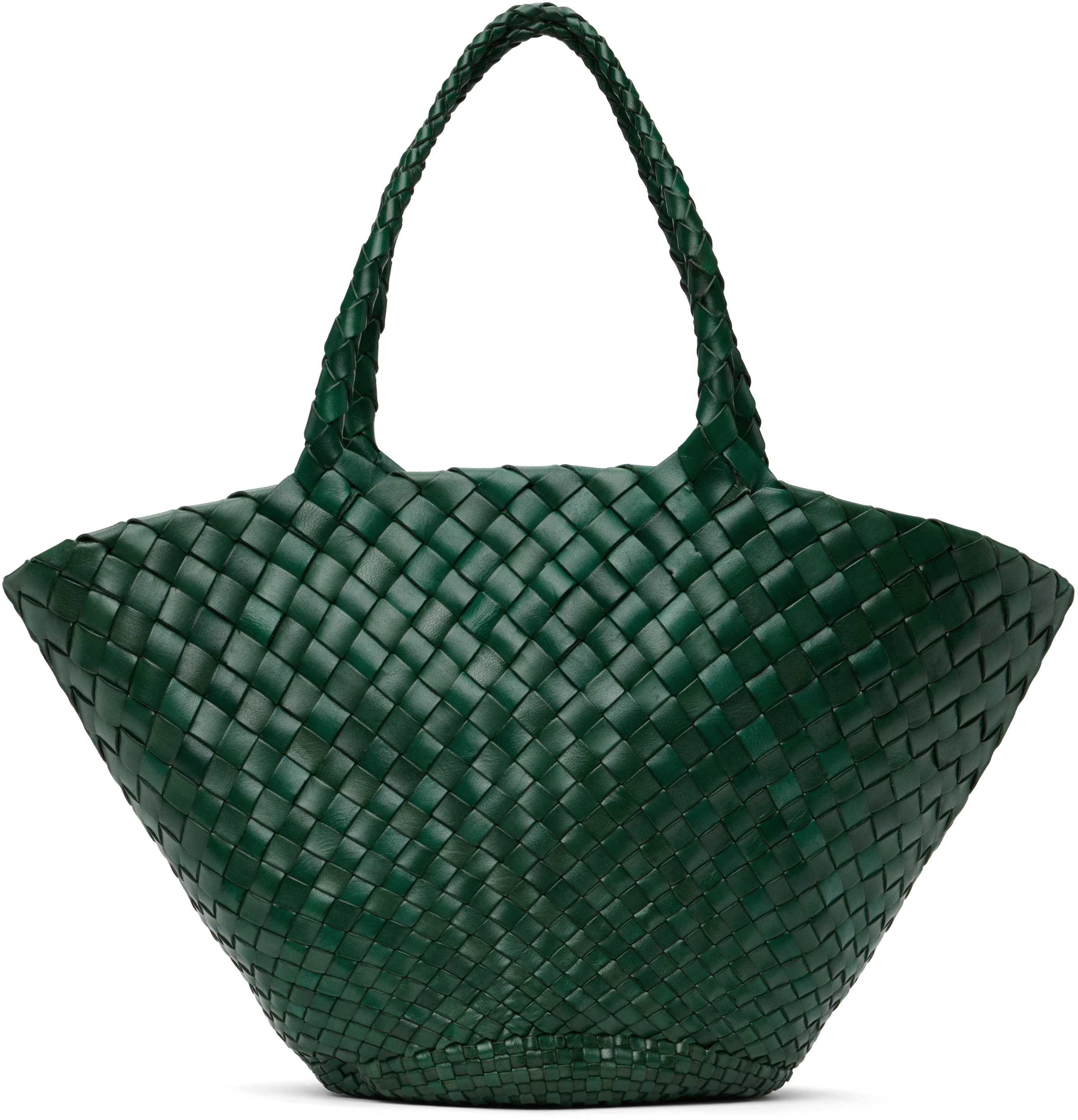 Dragon Diffusion - Egola Forest Green Woven Leather Bag