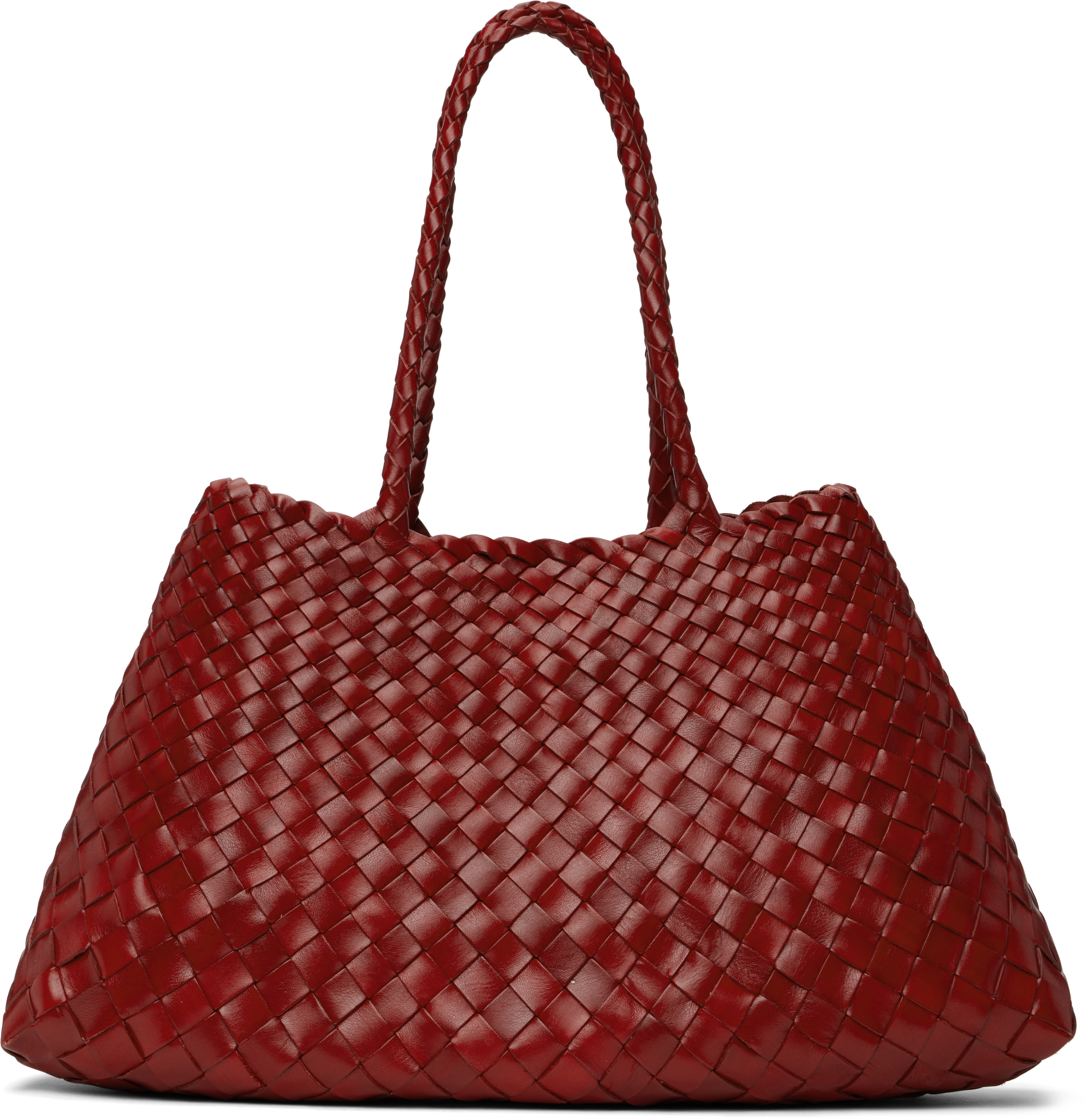 Dragon Diffusion レッド ビッグ Santa Croce トートバッグ Dragon Diffusion - Santa Croce Big Red Woven Leather Bag