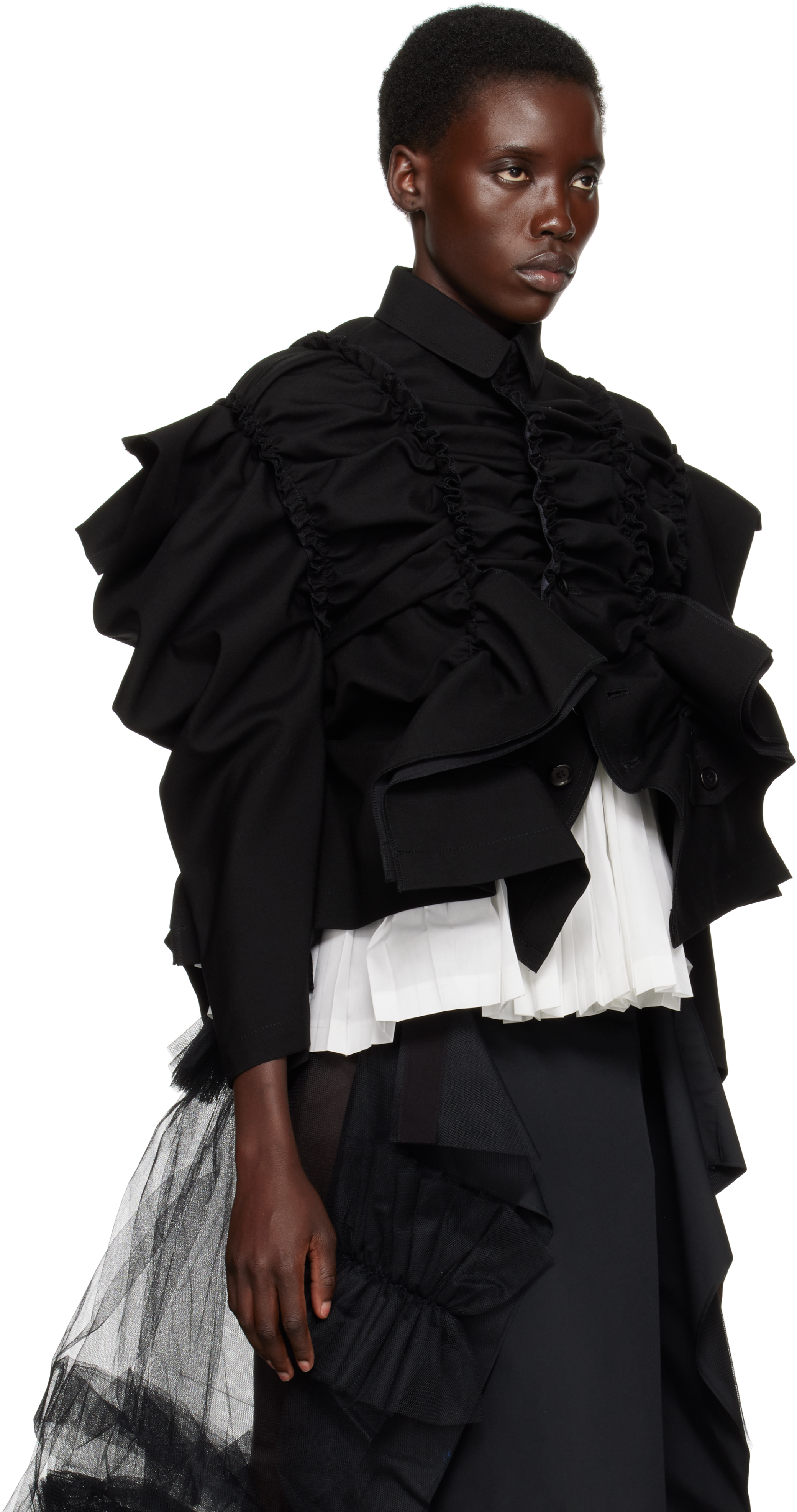 Tao Comme Des Garçons Black Wool & Mohair Overdyed Blazer In 1 Black