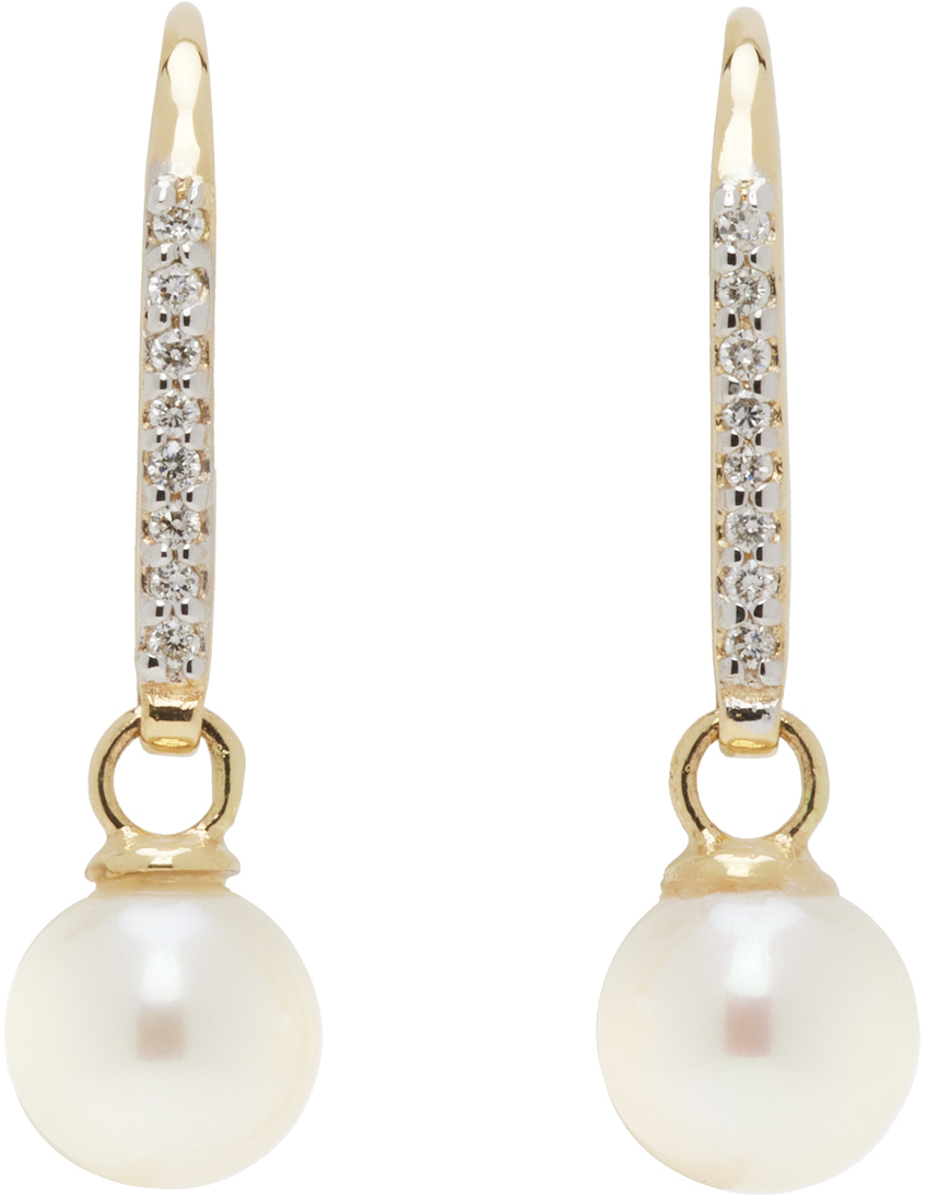 Gold Single Pearl Drop Earrings