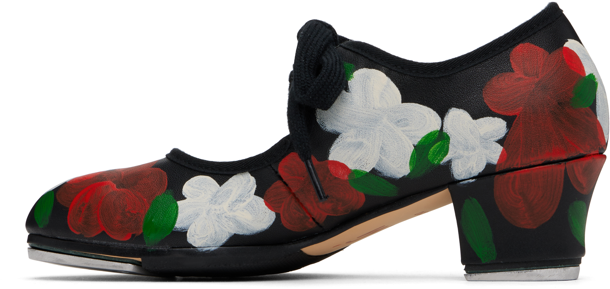 Comme Des Garçons Black Flowers Tap Dance Shoes In Black