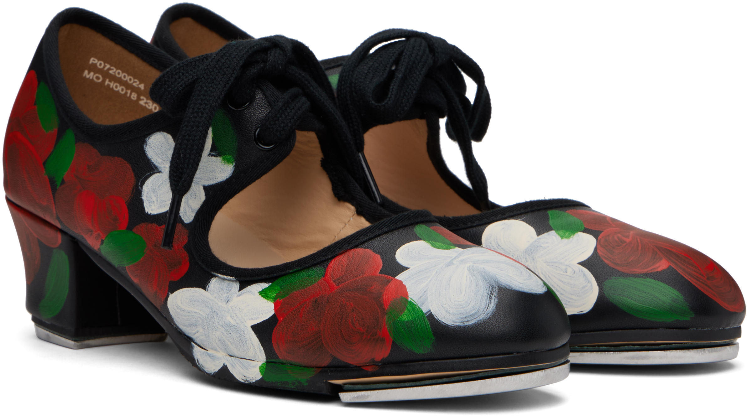 Comme Des Garçons Black Flowers Tap Dance Shoes In Black