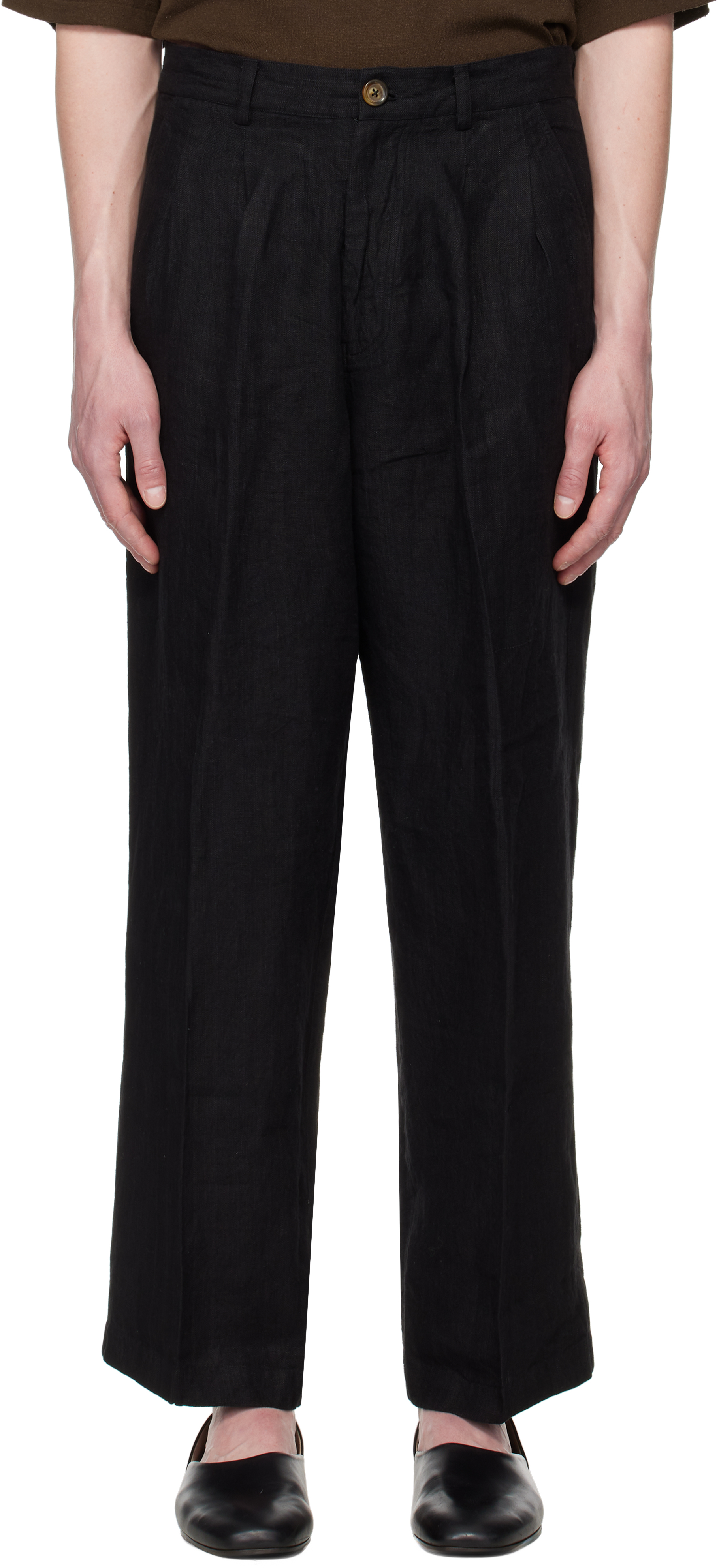 Black Wide Leg Pleated Trousers