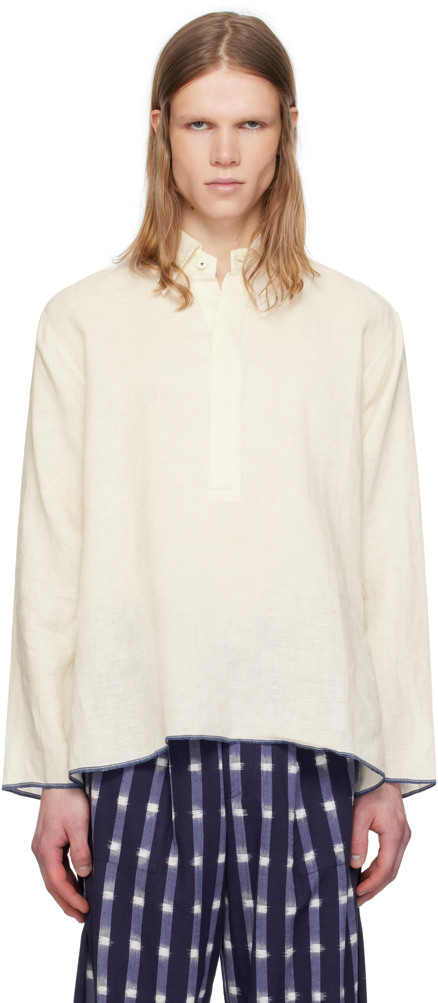 White Linen Popover Shirt