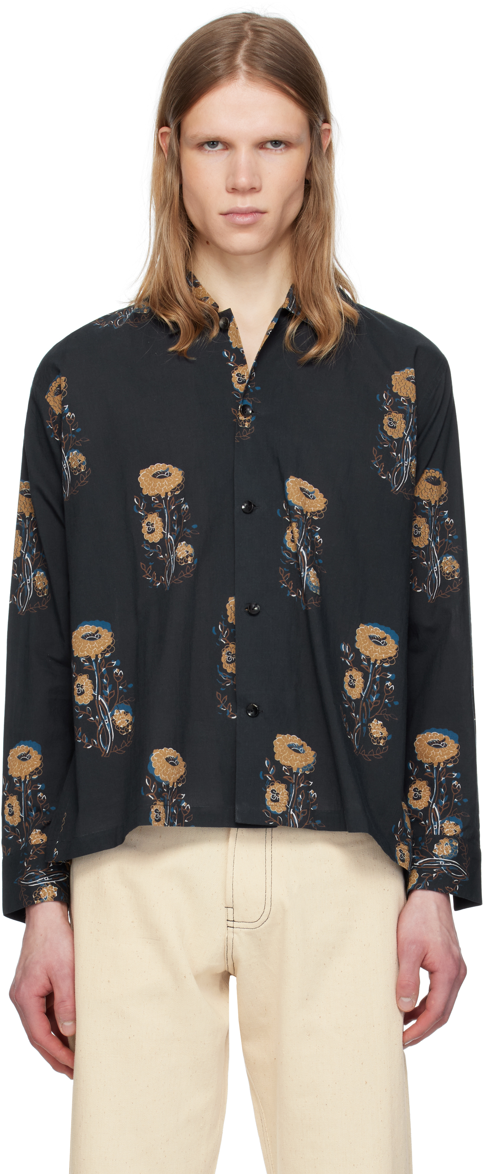 Black Printed Floral Shirt