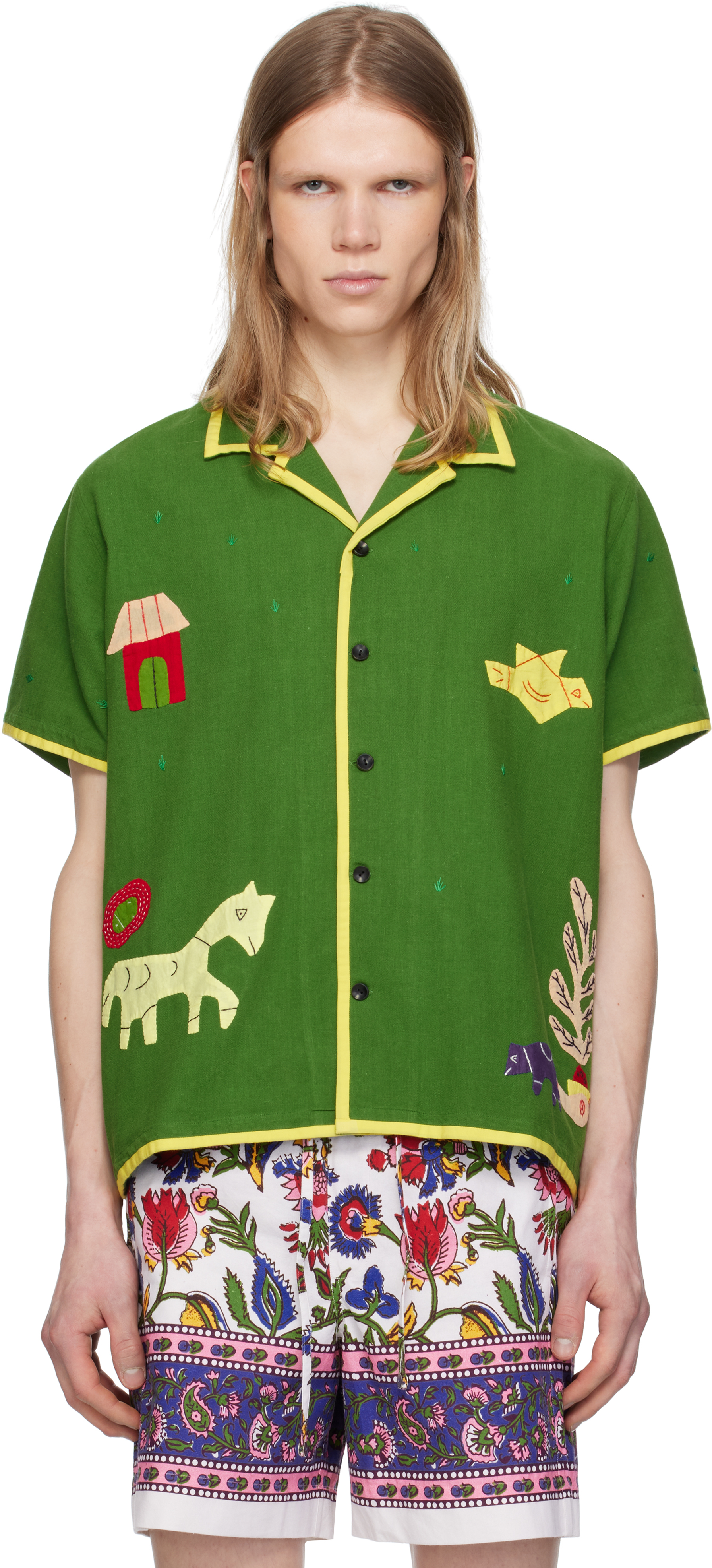 Green Appliqué Playful Shirt