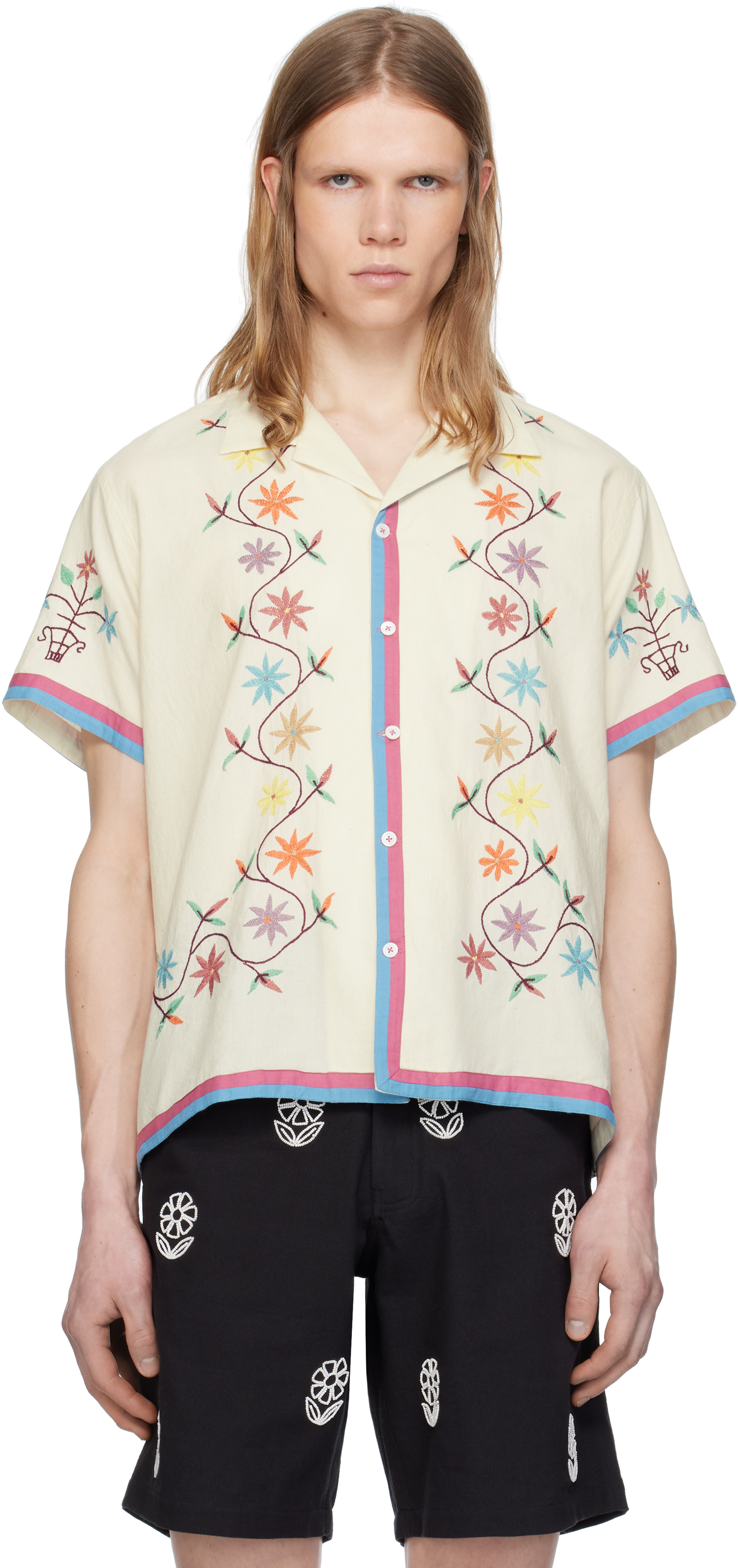 Off-White Flower Embroidered Shirt