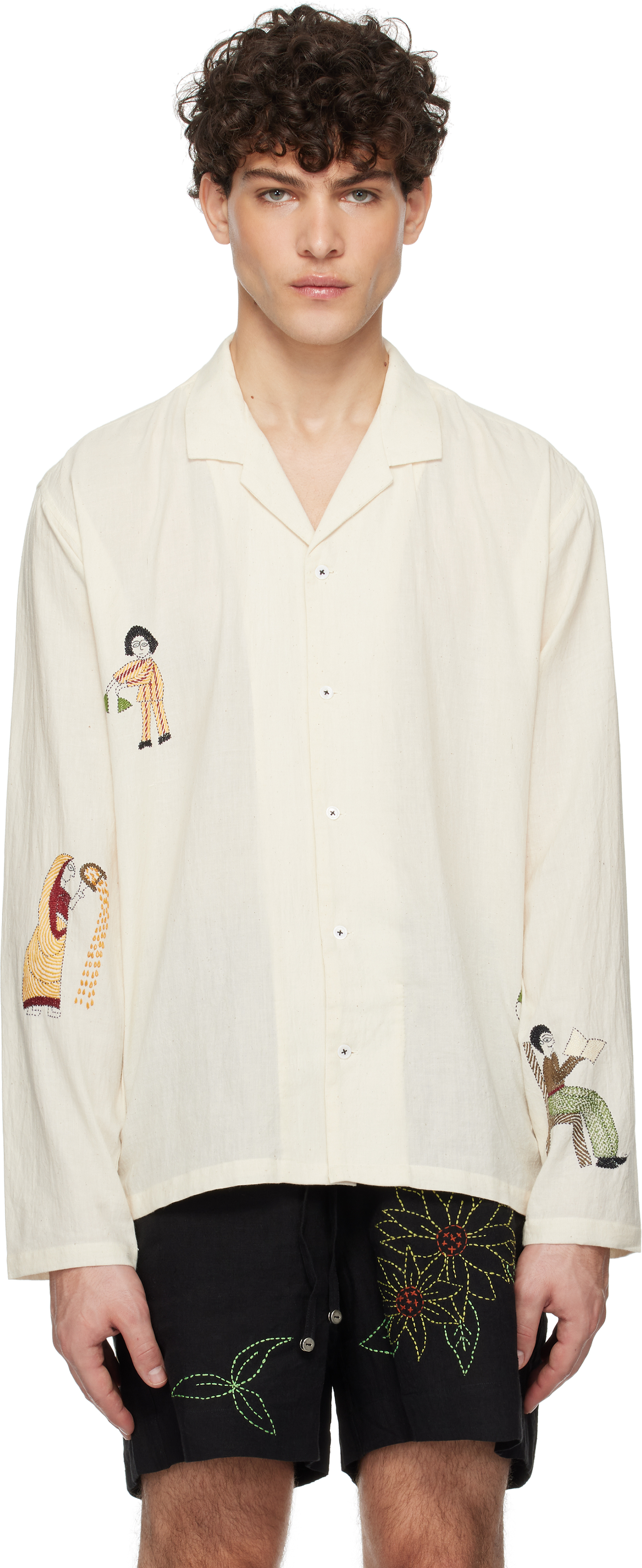 Off-White Kantha Embroidered Shirt