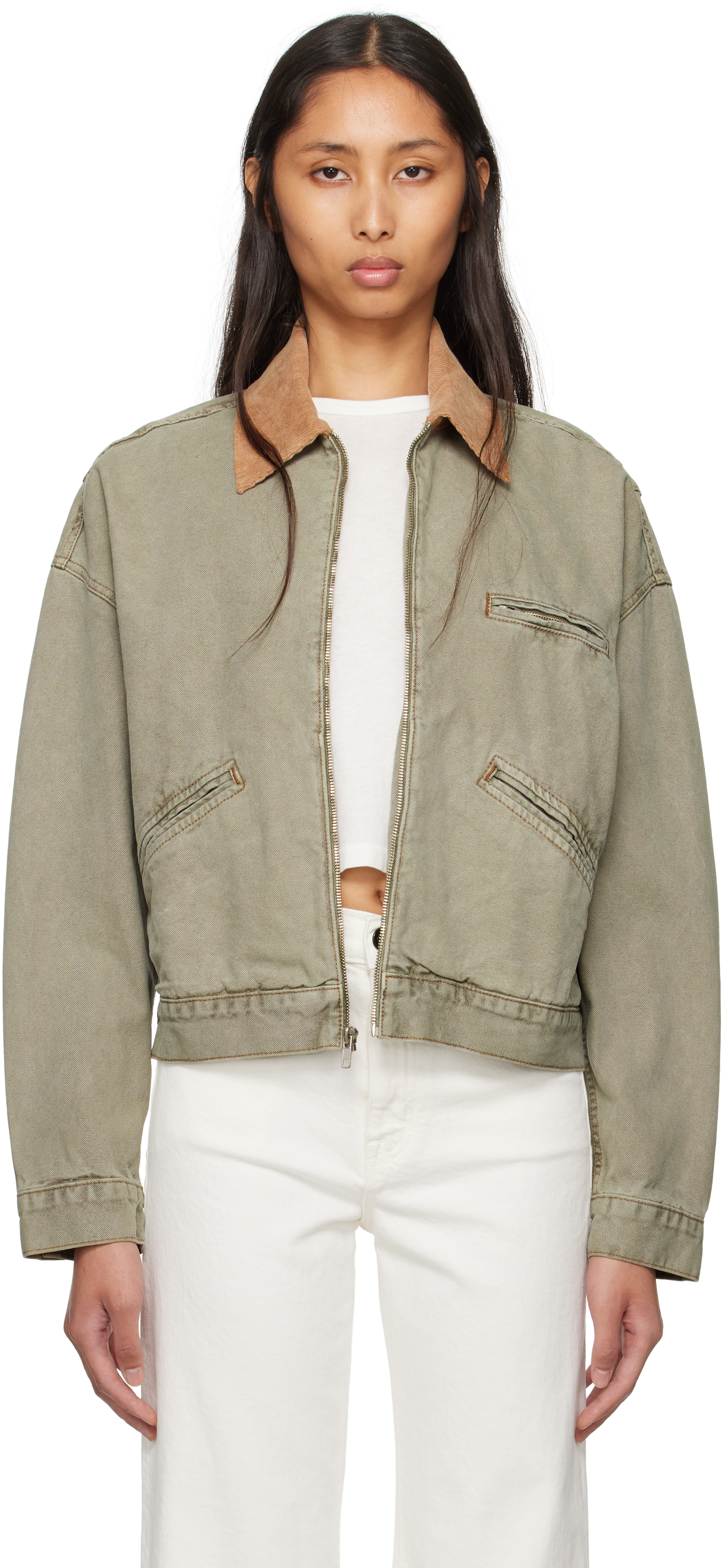 【関税込み】SLVRLAKE グリーン Camden Garage ジャケット SLVRLAKE: Green Camden Garage Jacket | SSENSE