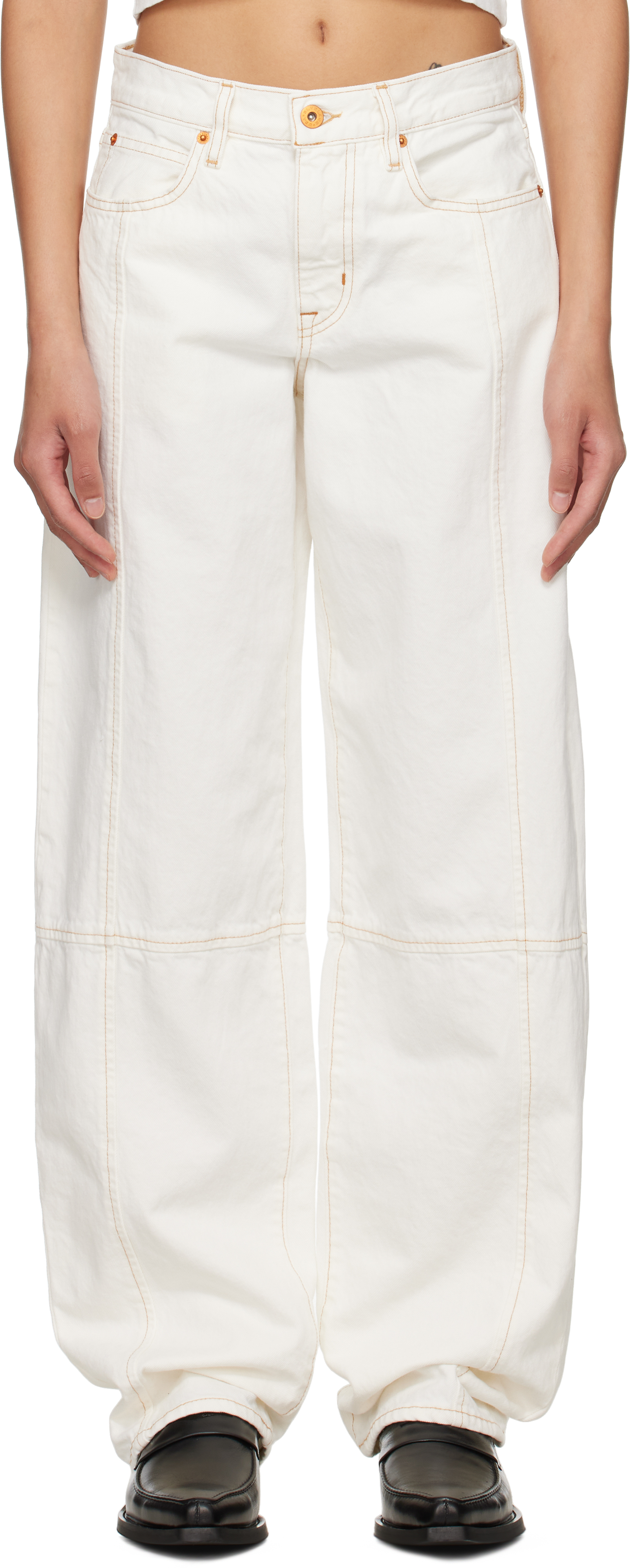 【関税込み】SLVRLAKE ホワイト Paloma Seam ジーンズ SLVRLAKE: White Paloma Seam Jeans | SSENSE