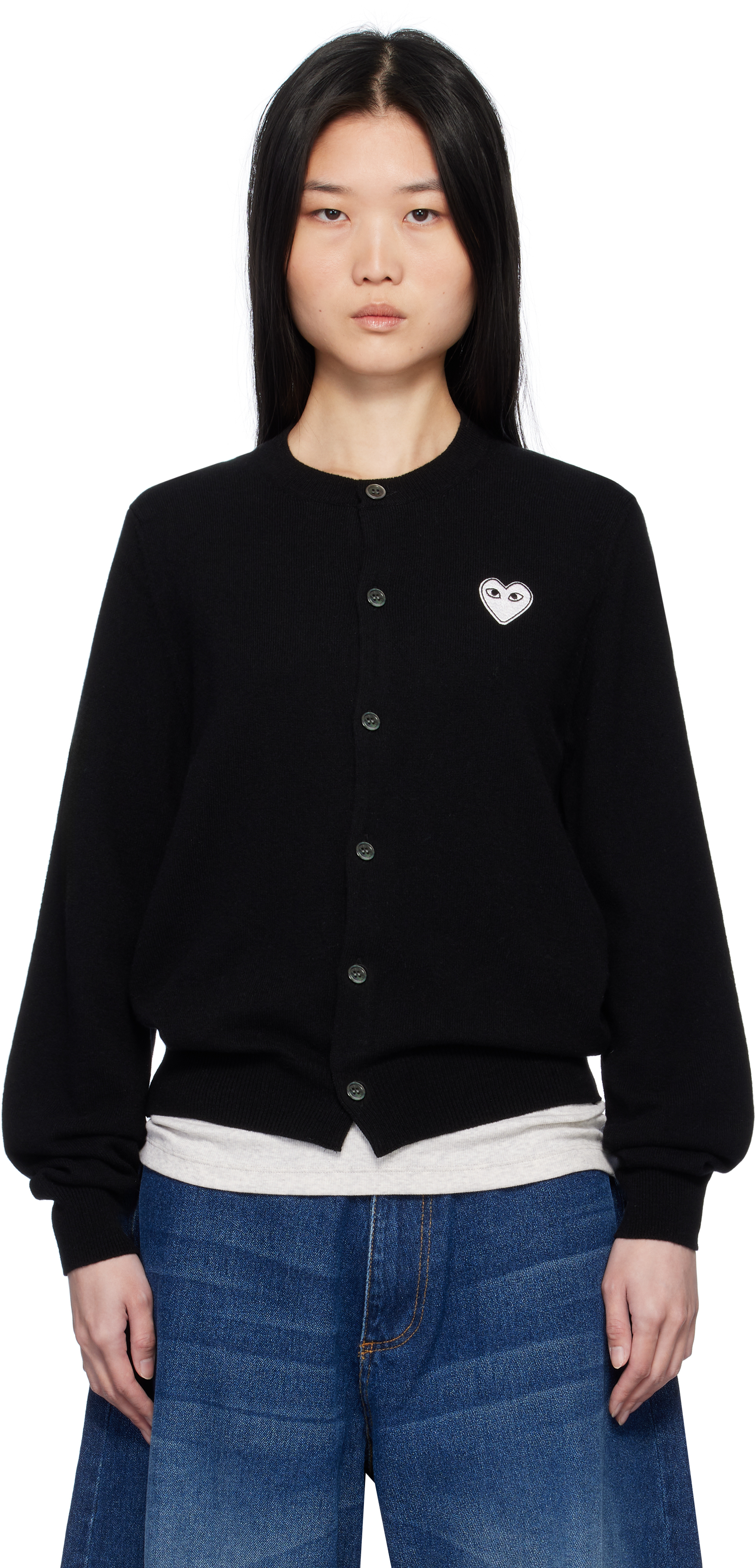 COMME des GARÇONS PLAY Black White Heart Cardigan