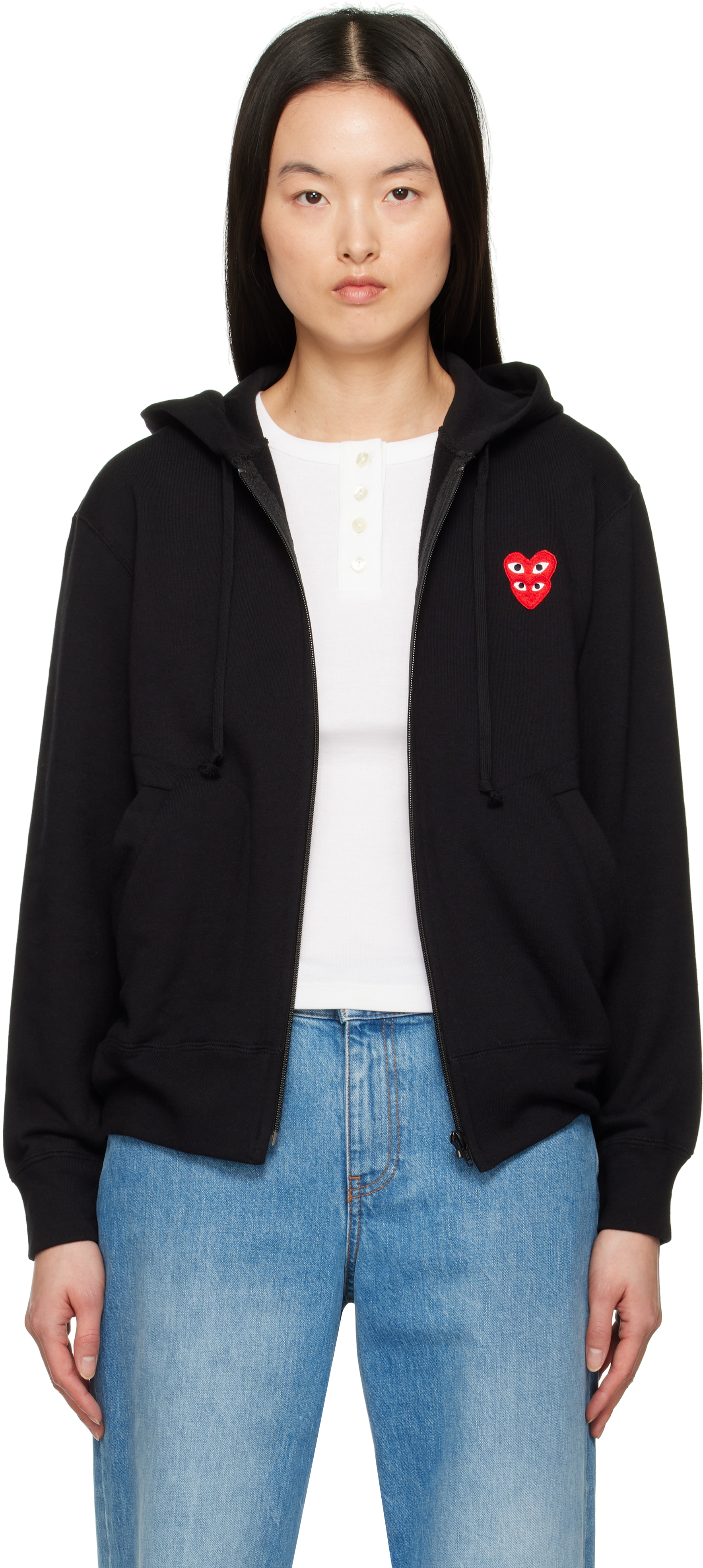 COMME des GARÇONS PLAY Black Layered Heart Hoodie