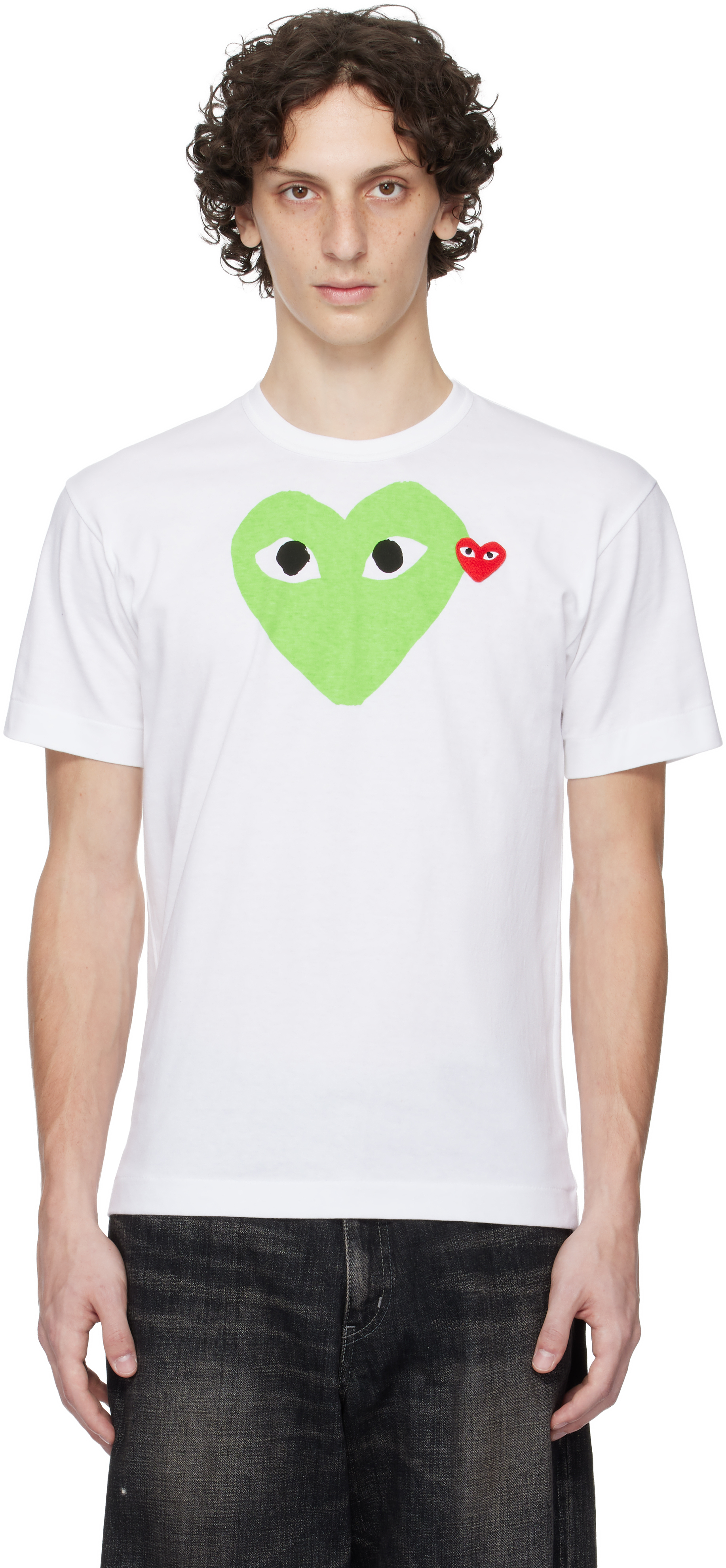 COMME des GARÇONS PLAY White Pastel Heart & Red Emblem T-shirt
