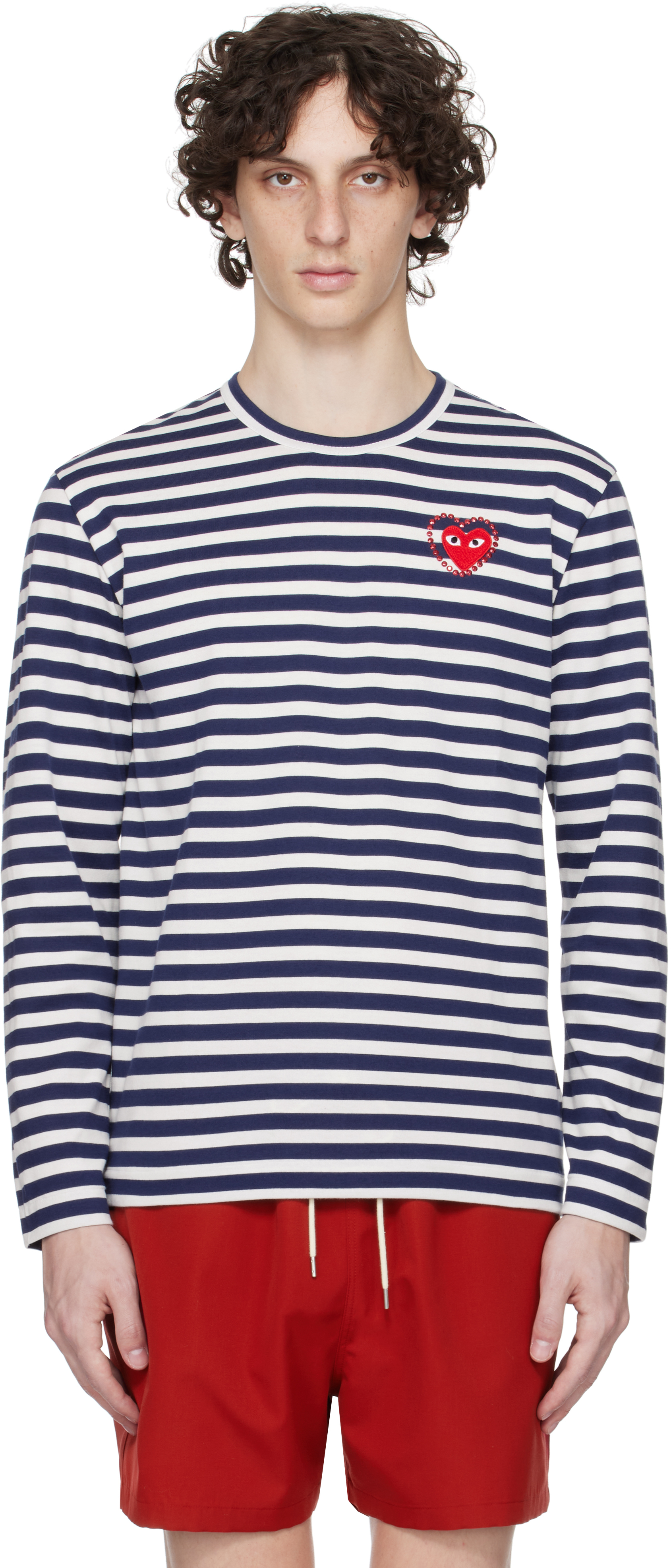 COMME des GARÇONS PLAY: ネイビー＆ホワイト メタルストーン