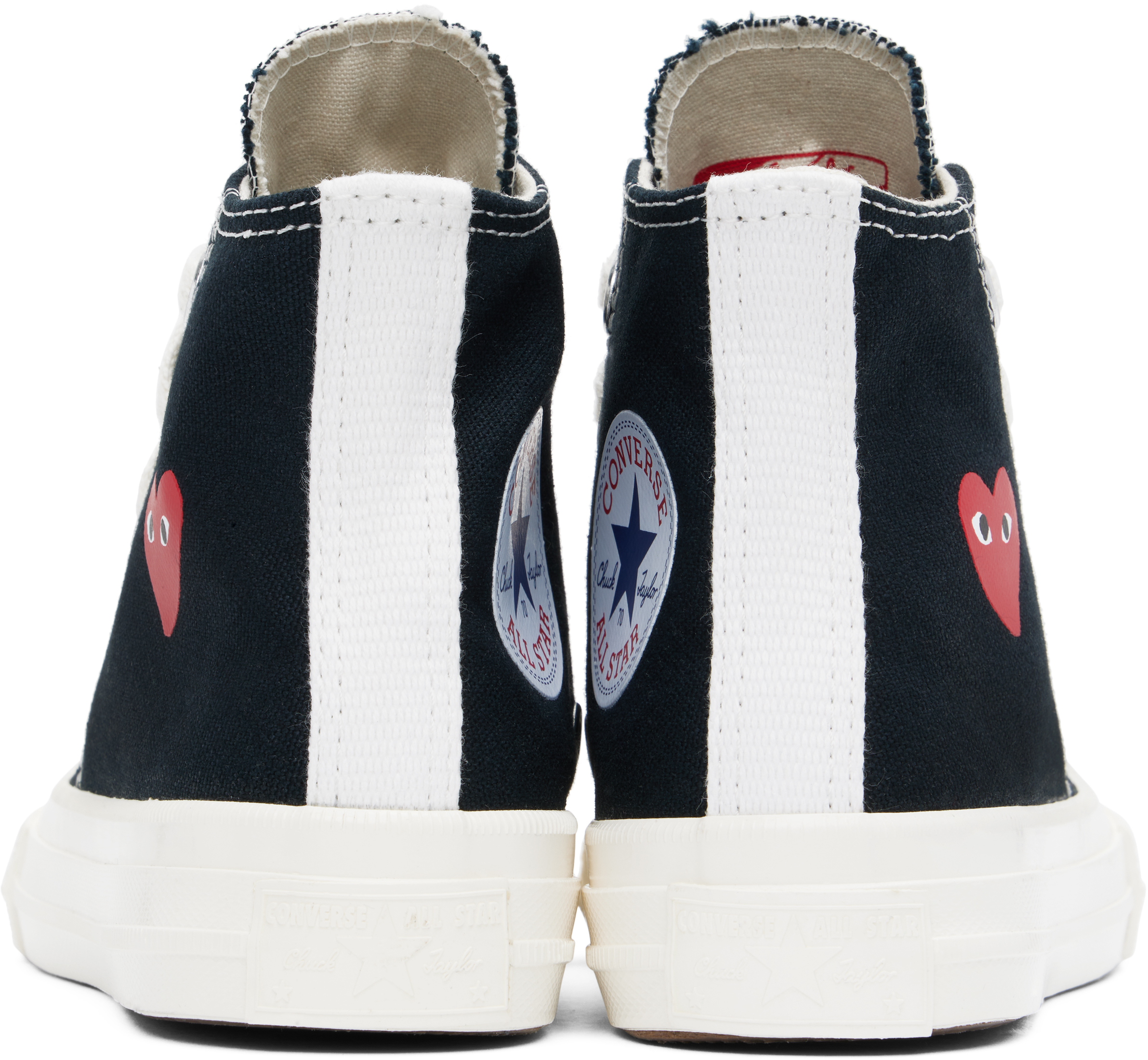COMME DES GARÇONS PLAY KIDS BLACK CONVERSE EDITION CHUCK 70 OG SINGLE HEART HIGH TOP SNEAKERS