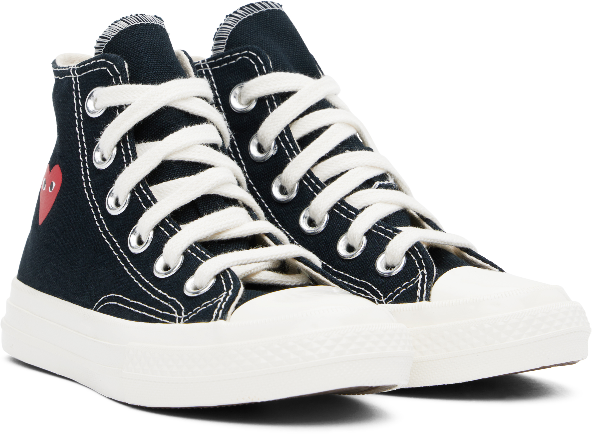 COMME DES GARÇONS PLAY KIDS BLACK CONVERSE EDITION CHUCK 70 OG SINGLE HEART HIGH TOP SNEAKERS