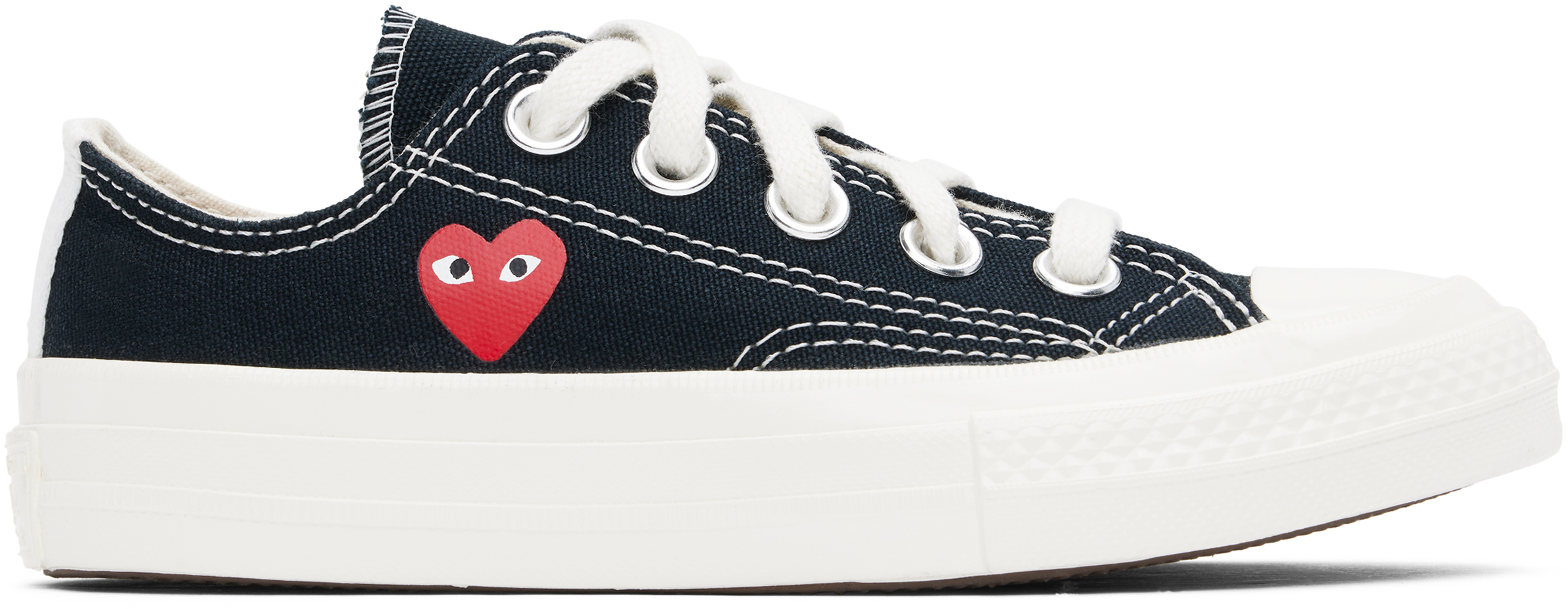 COMME DES GARÇONS PLAY KIDS BLACK CONVERSE EDITION CHUCK 70 OG SINGLE HEART LOW TOP SNEAKERS