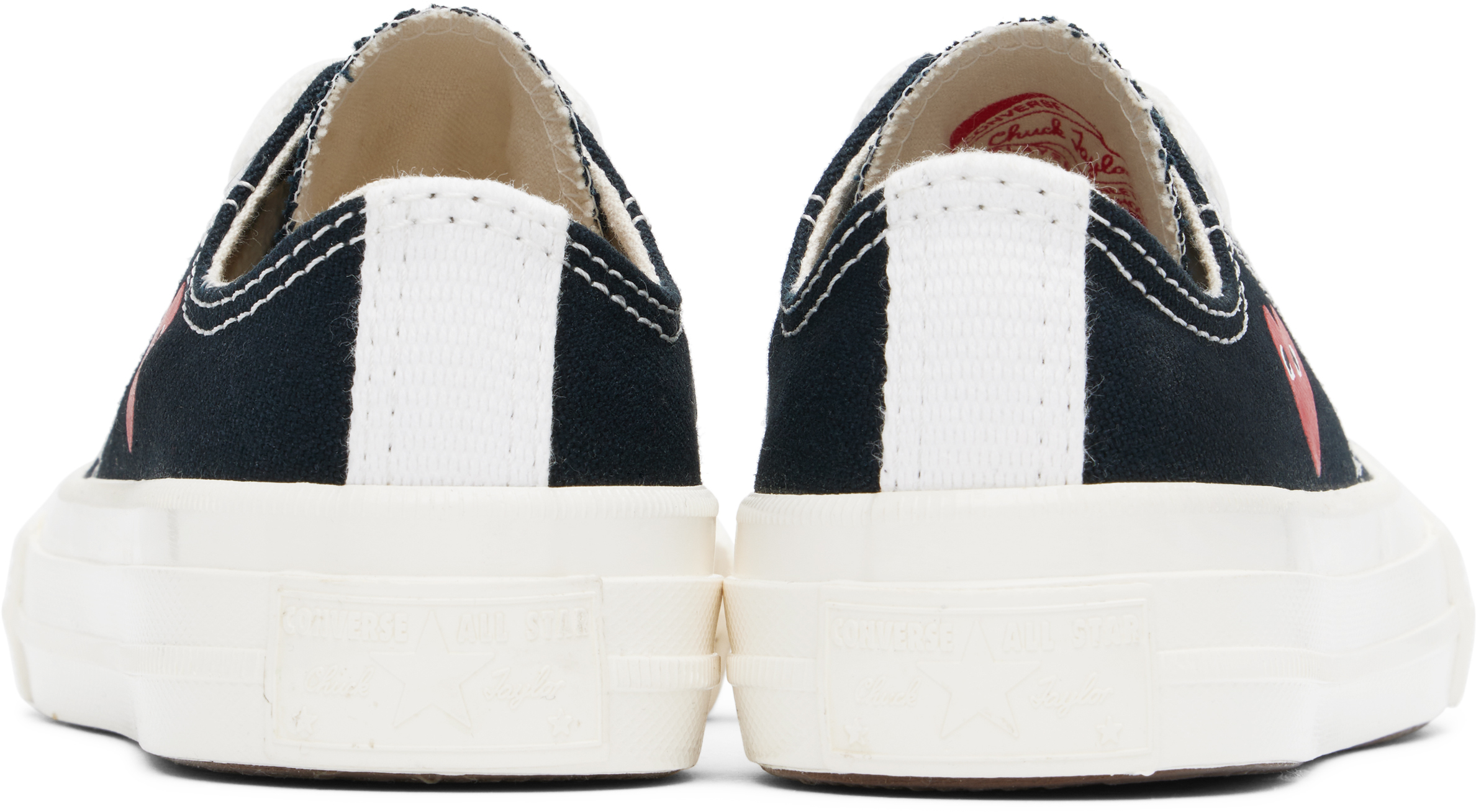 COMME DES GARÇONS PLAY KIDS BLACK CONVERSE EDITION CHUCK 70 OG SINGLE HEART LOW TOP SNEAKERS