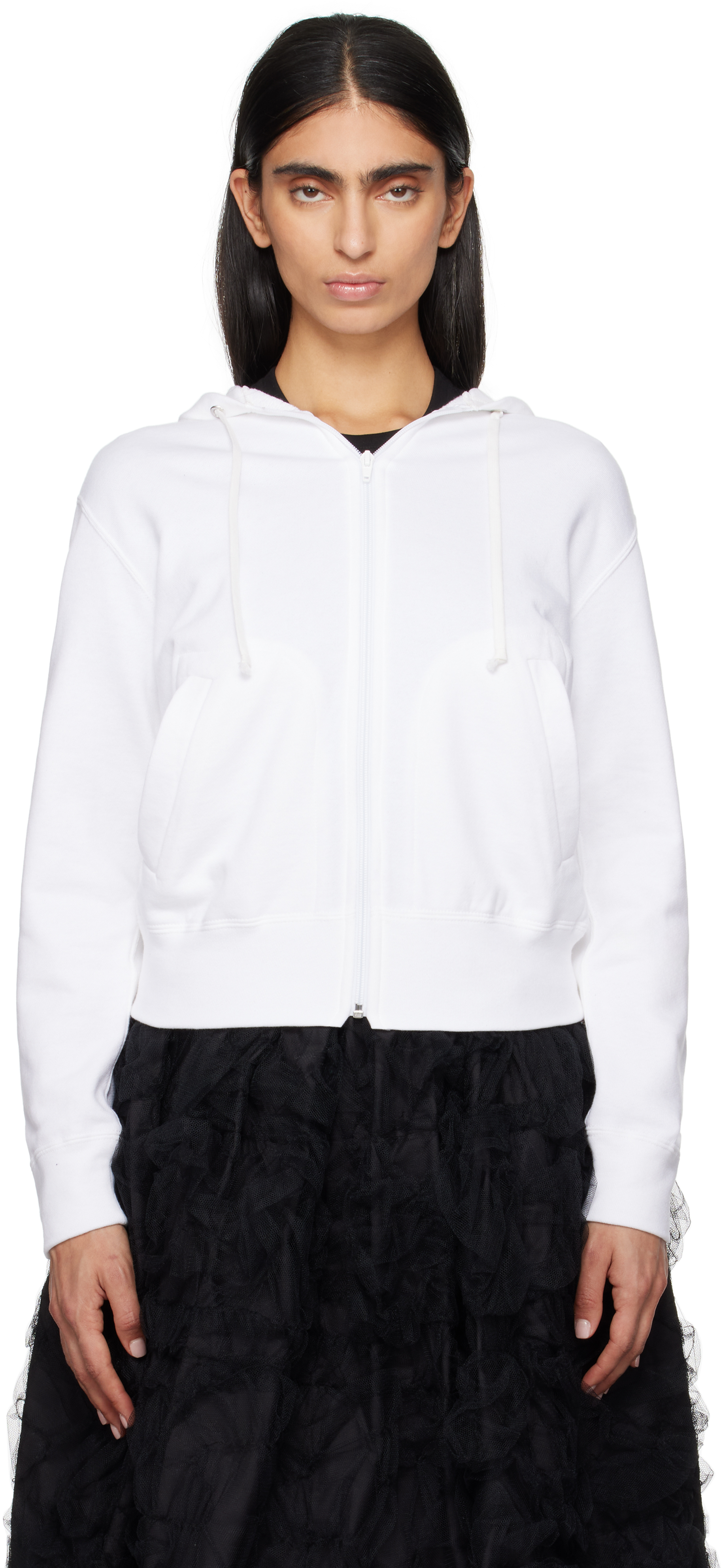 comme des garçons play white 'heart on back' hoodie