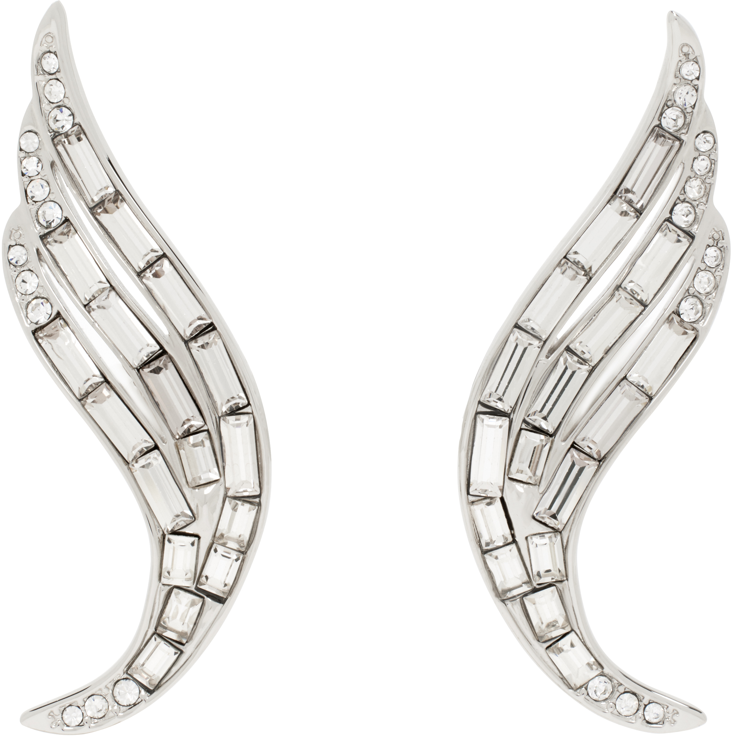 【関税込み】Jil Sander シルバー Crystal Wing ピアス Jil Sander: シルバー Crystal Wing ピアス | SSENSE 日本