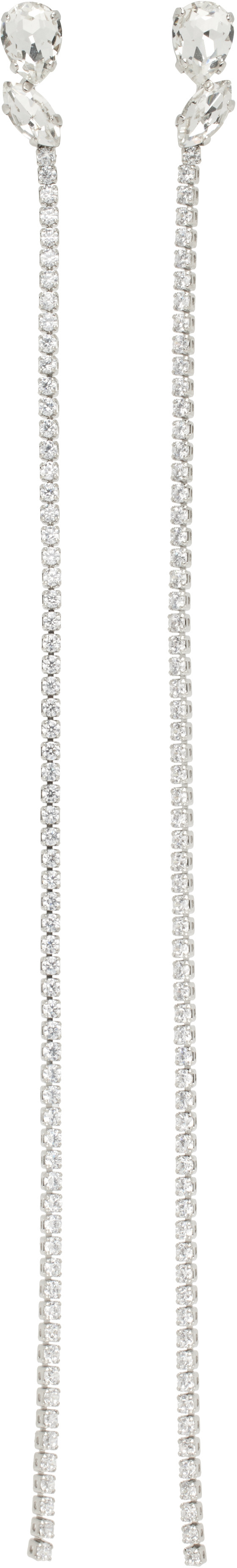 Silver Crystal Chain Drop Earrings