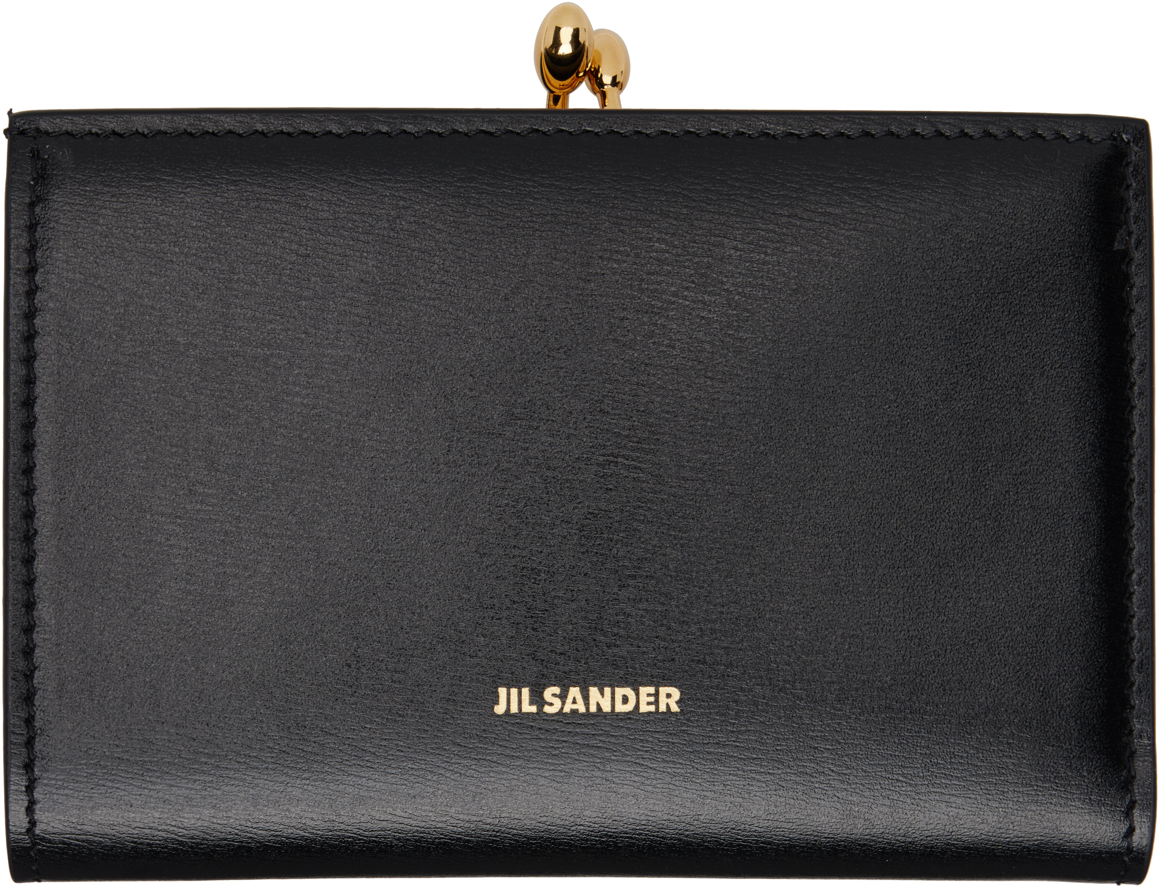 Jil Sander Elegant Mini Black Calfskin Leather Wallet In 001 Black