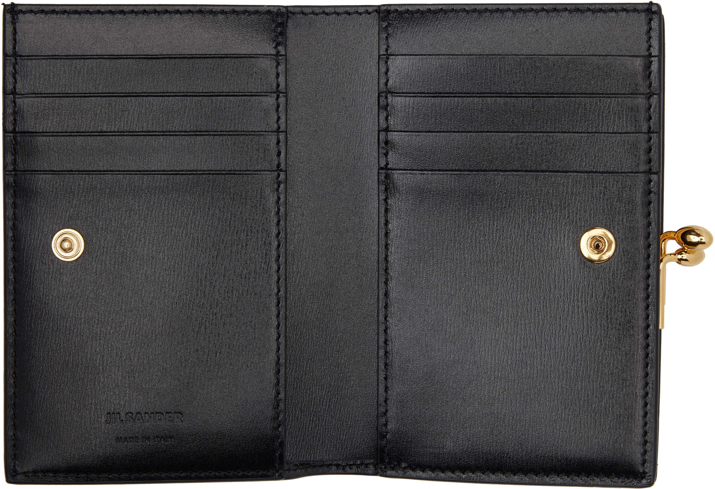 Jil Sander Elegant Mini Black Calfskin Leather Wallet In 001 Black