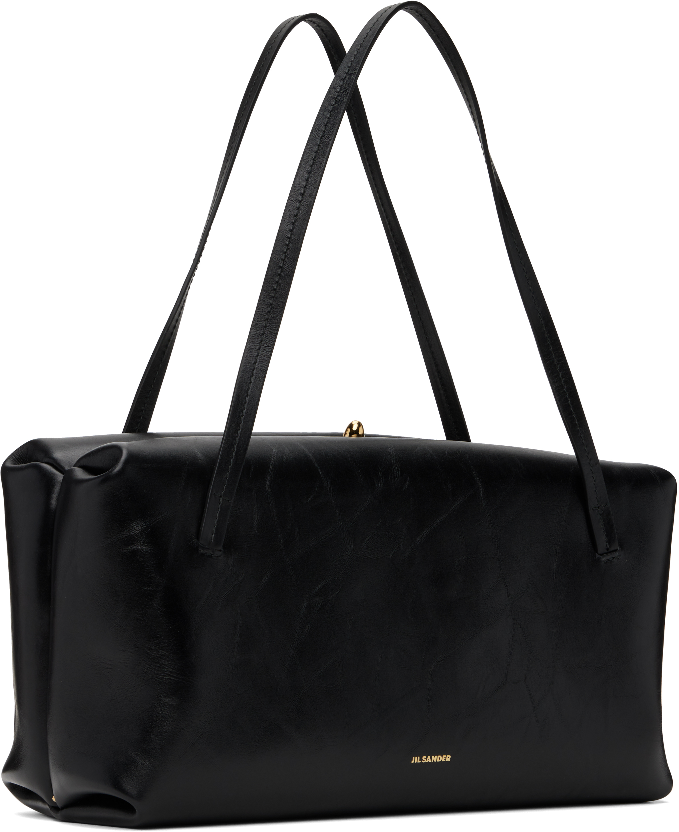 Jil Sander Medium Goji Pillow Leather Shoulder Bag In 001 Black
