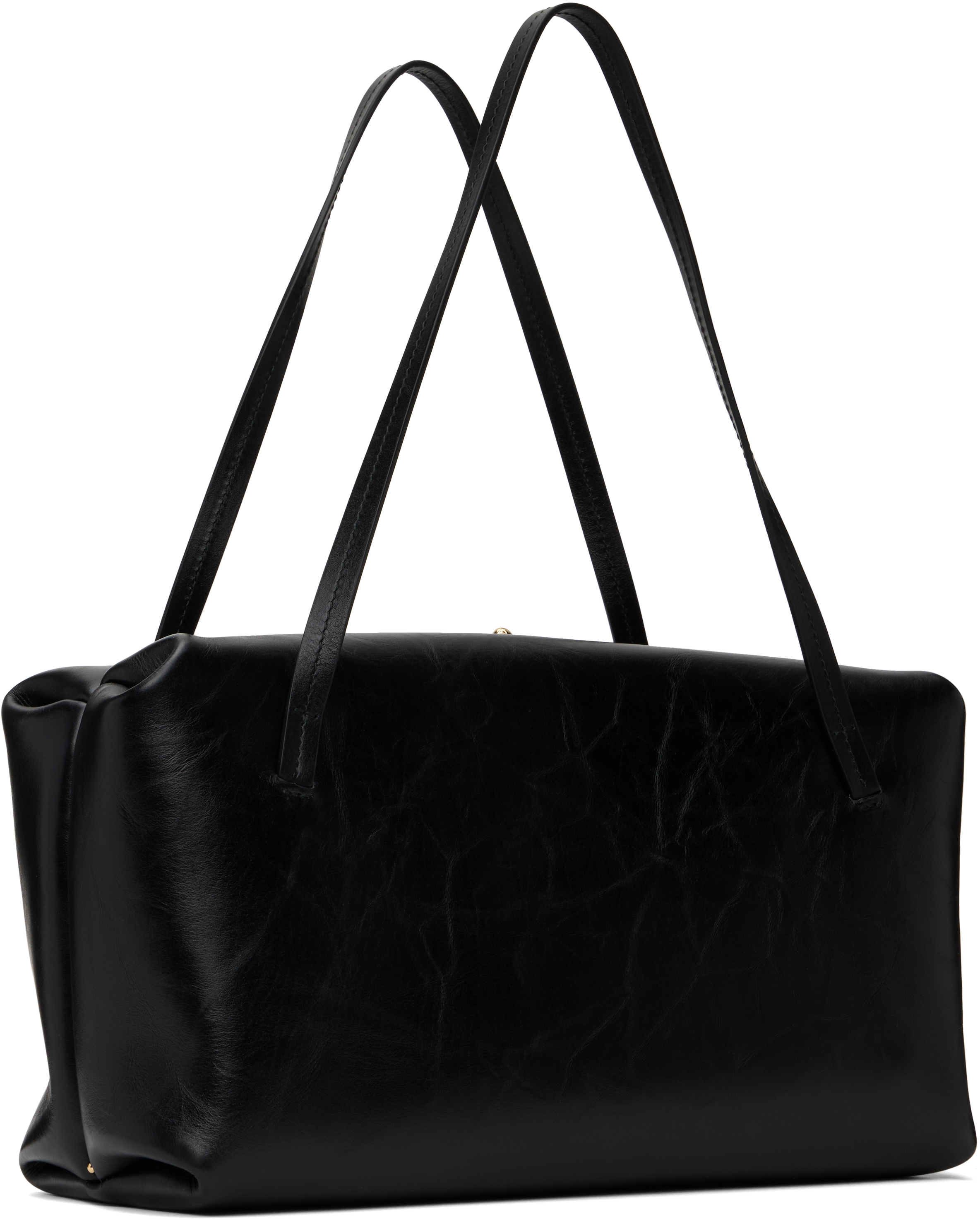 Jil Sander Medium Goji Pillow Leather Shoulder Bag In 001 Black