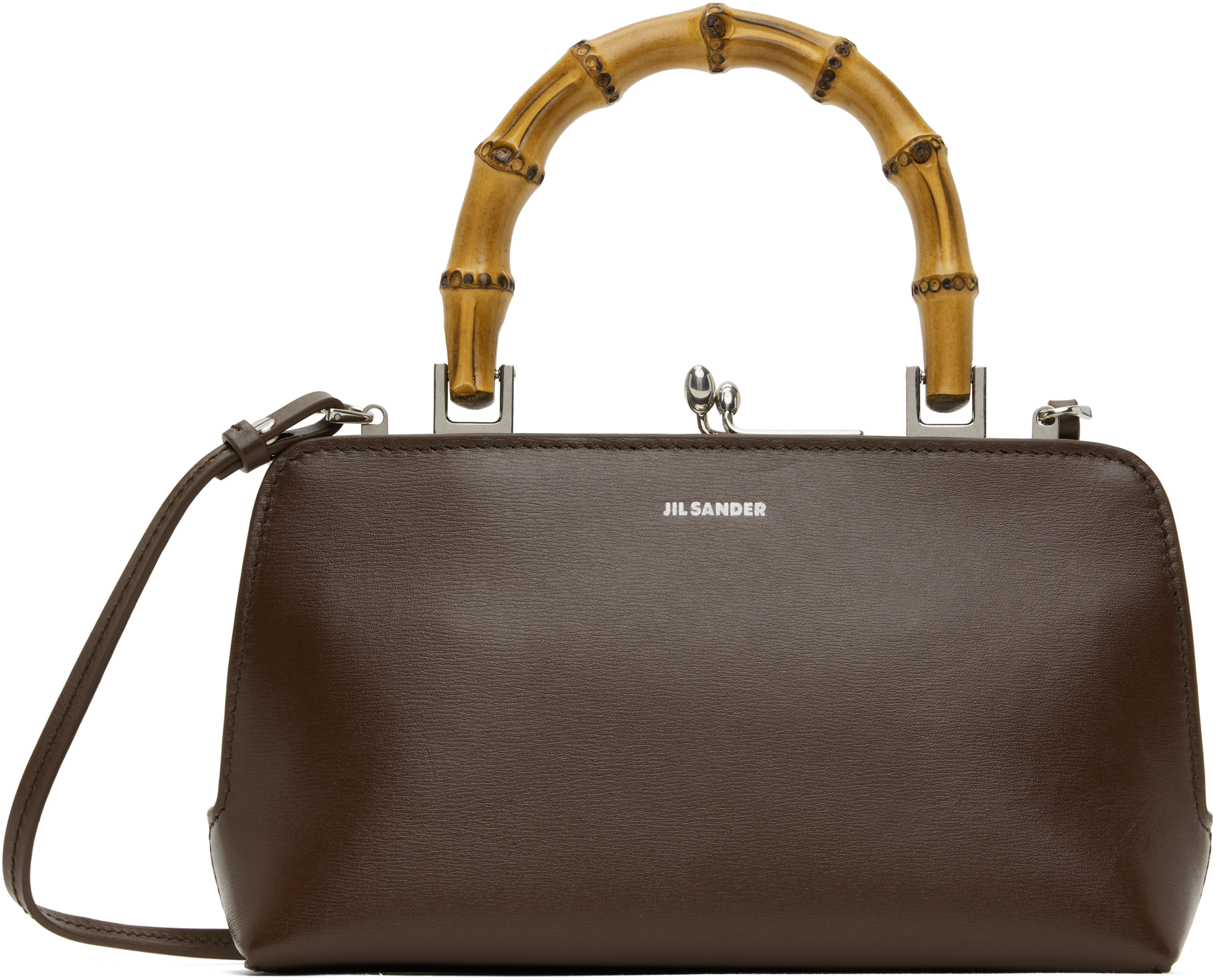 Jil Sander Goji Bamboo-handle Mini Bag In 205 Dark Heart
