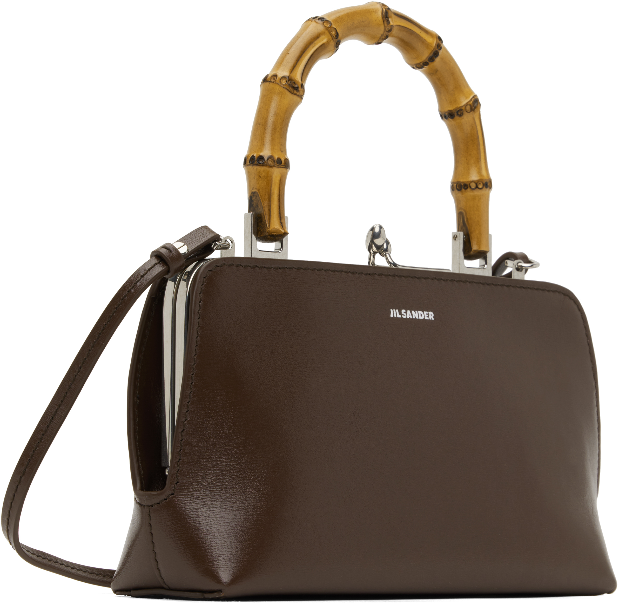 Jil Sander Goji Bamboo-handle Mini Bag In 205 Dark Heart