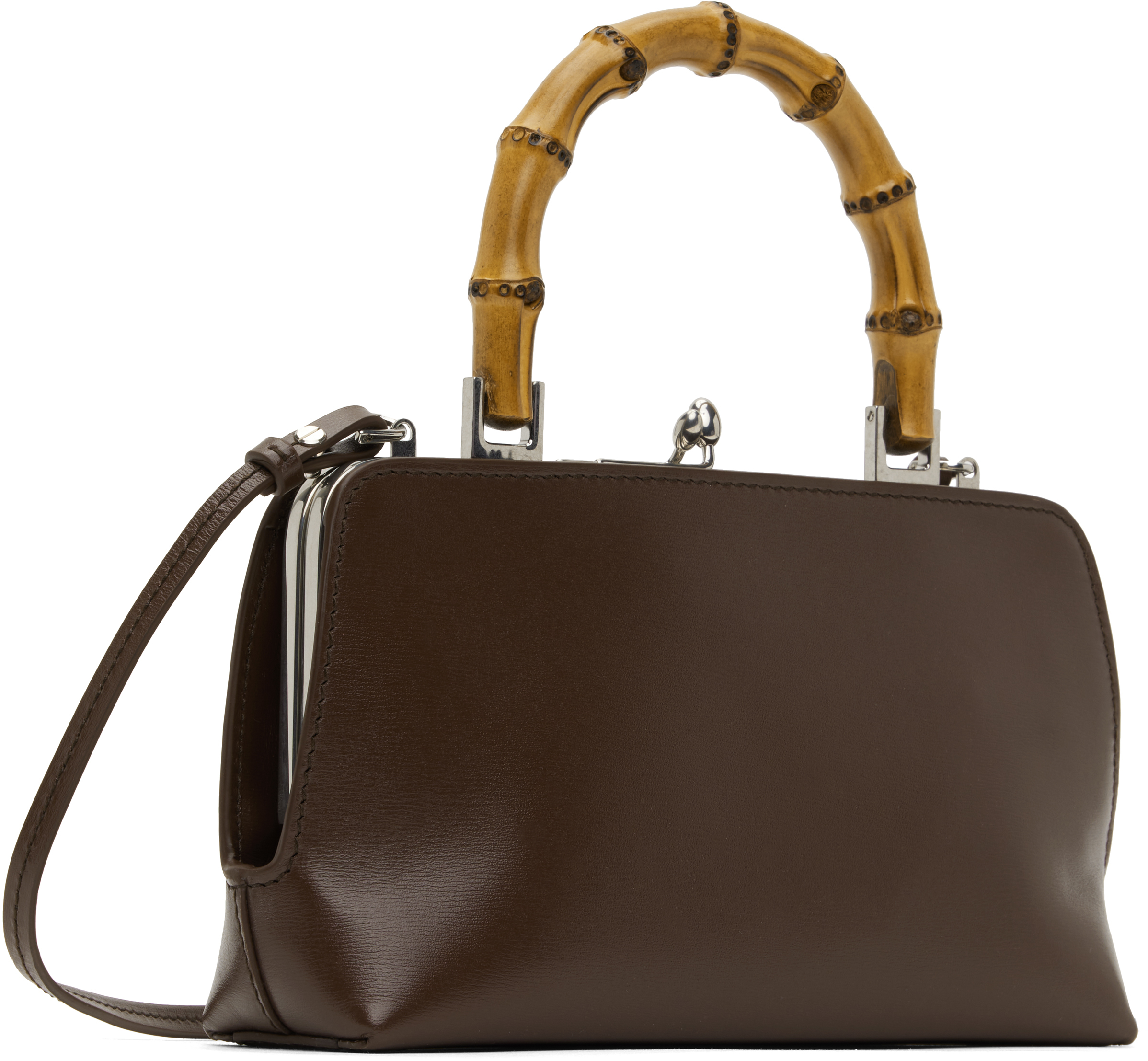 Jil Sander Goji Bamboo-handle Mini Bag In 205 Dark Heart