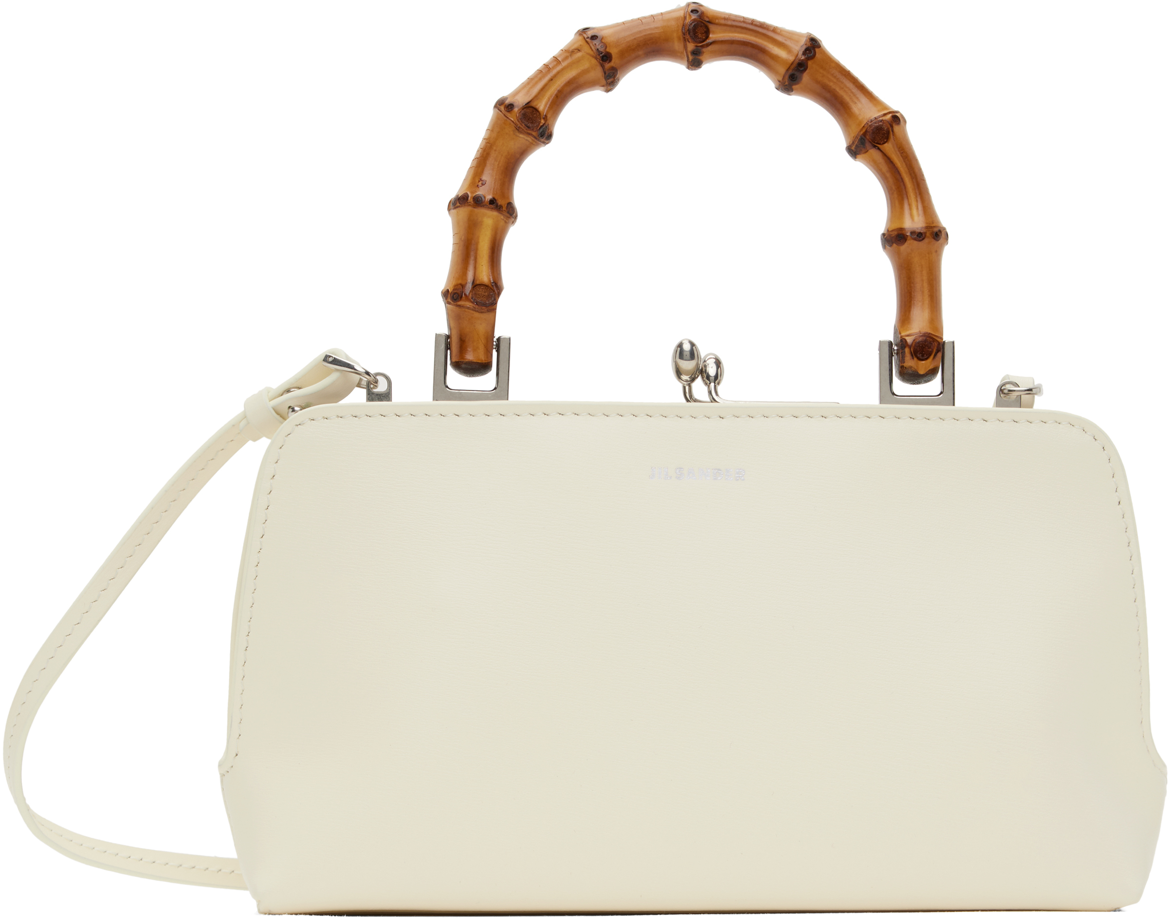 Jil Sander Off-white Goji Bamboo Mini Bag In 106 Eggshell