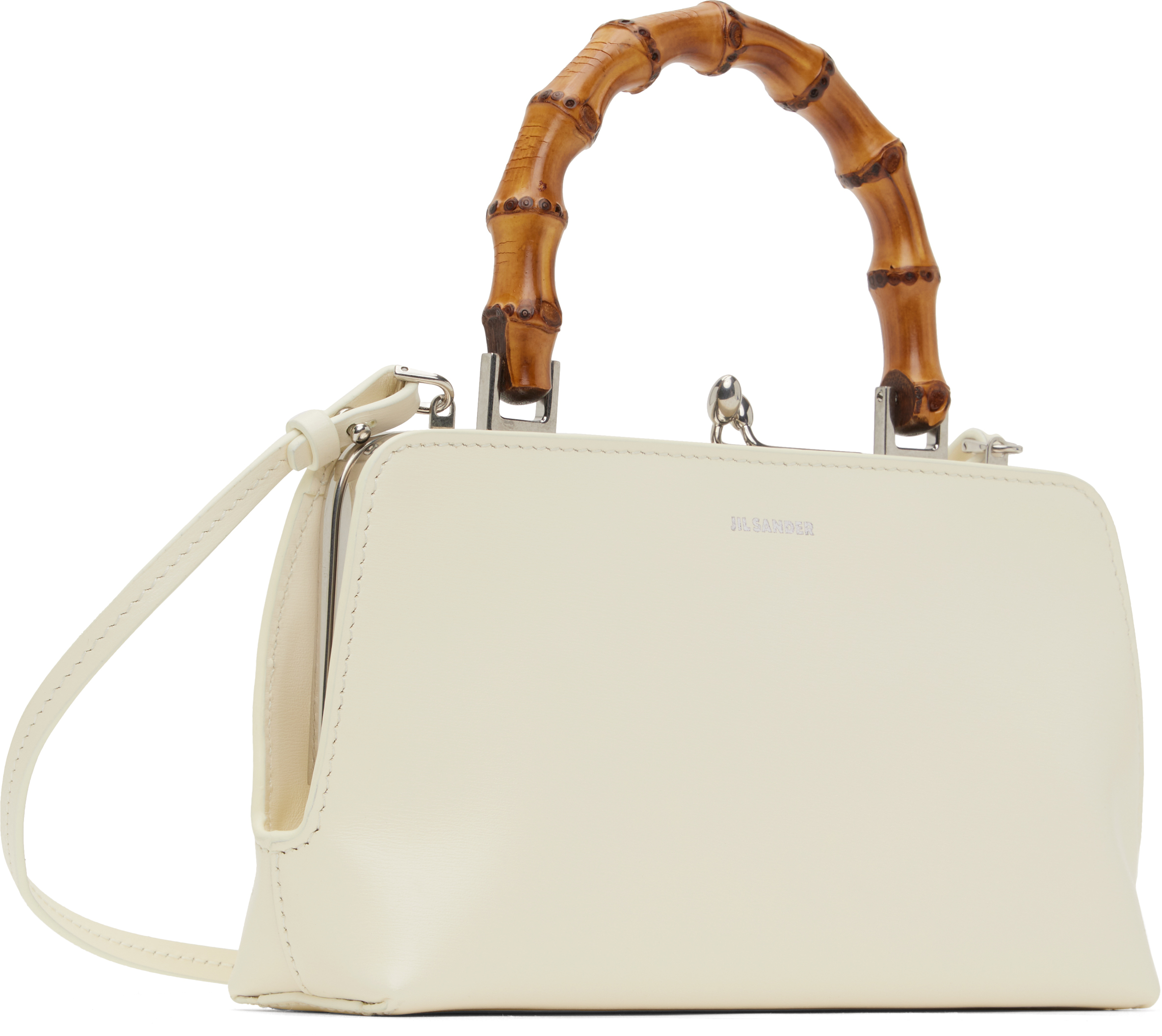 Jil Sander Off-white Goji Bamboo Mini Bag In 106 Eggshell