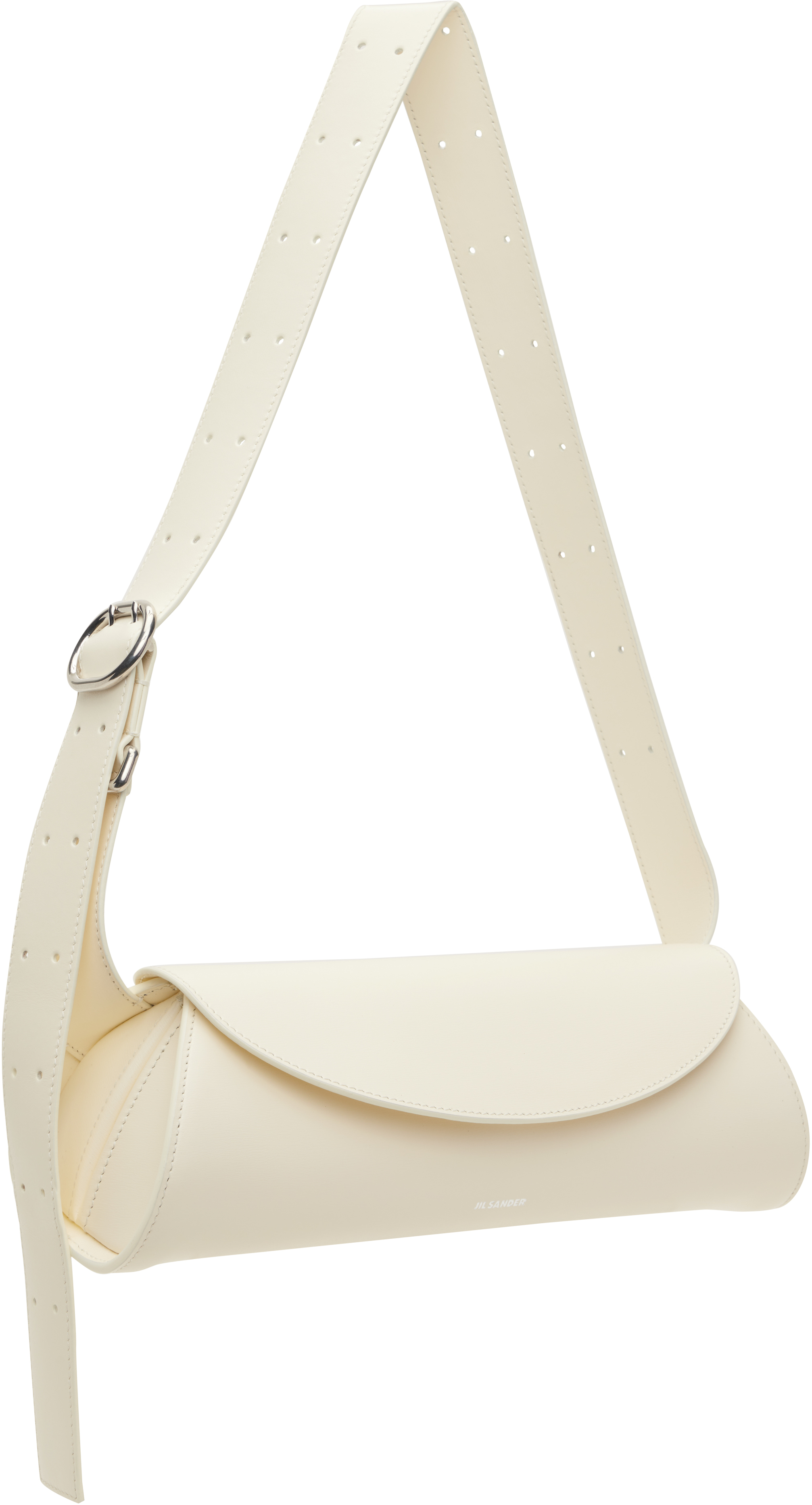 Jil Sander Small Leather Shoulder Bag With Adjustable Handle In 106 Eggshell