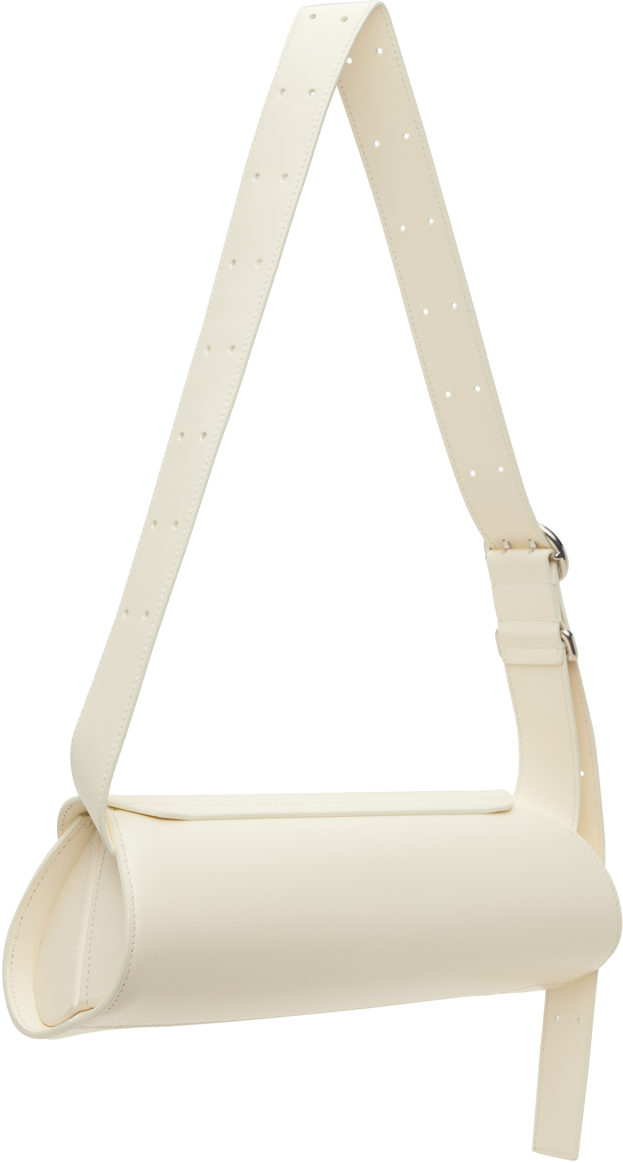 Jil Sander Small Leather Shoulder Bag With Adjustable Handle In 106 Eggshell