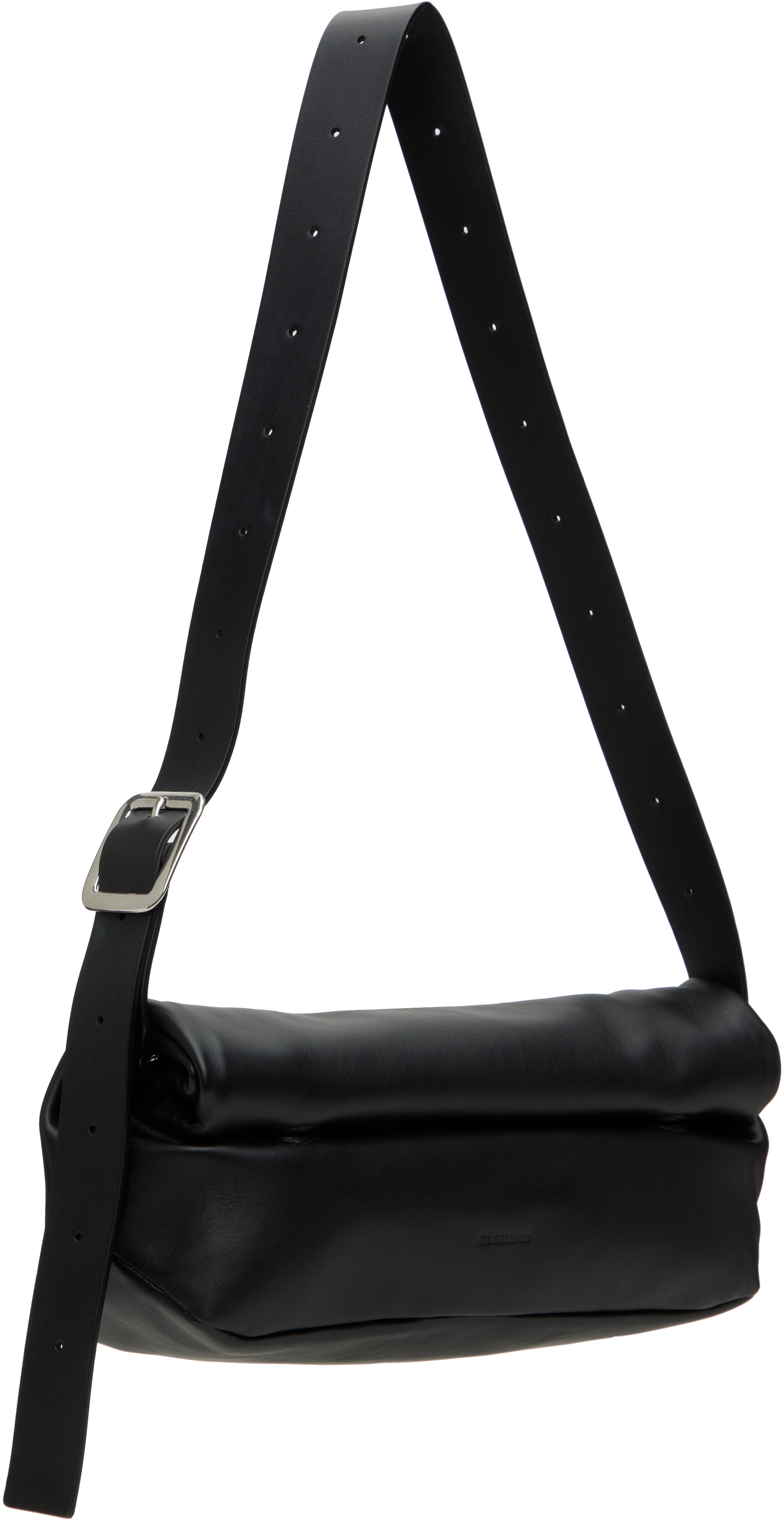 Jil Sander Black Rollup Small Square Belt Bag In 001 Black