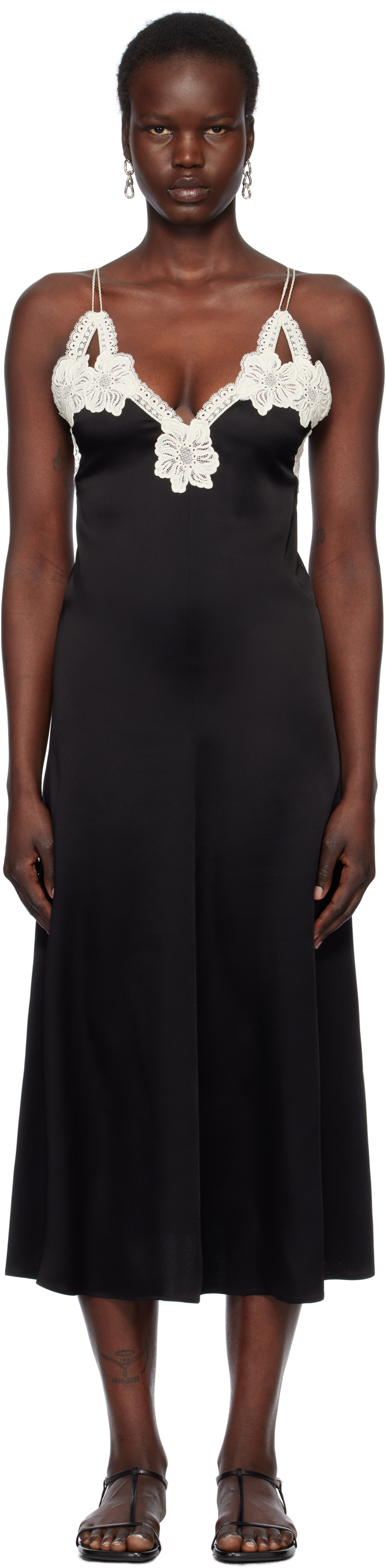 Shop Jil Sander Black Long Slip Dress In 001 Black