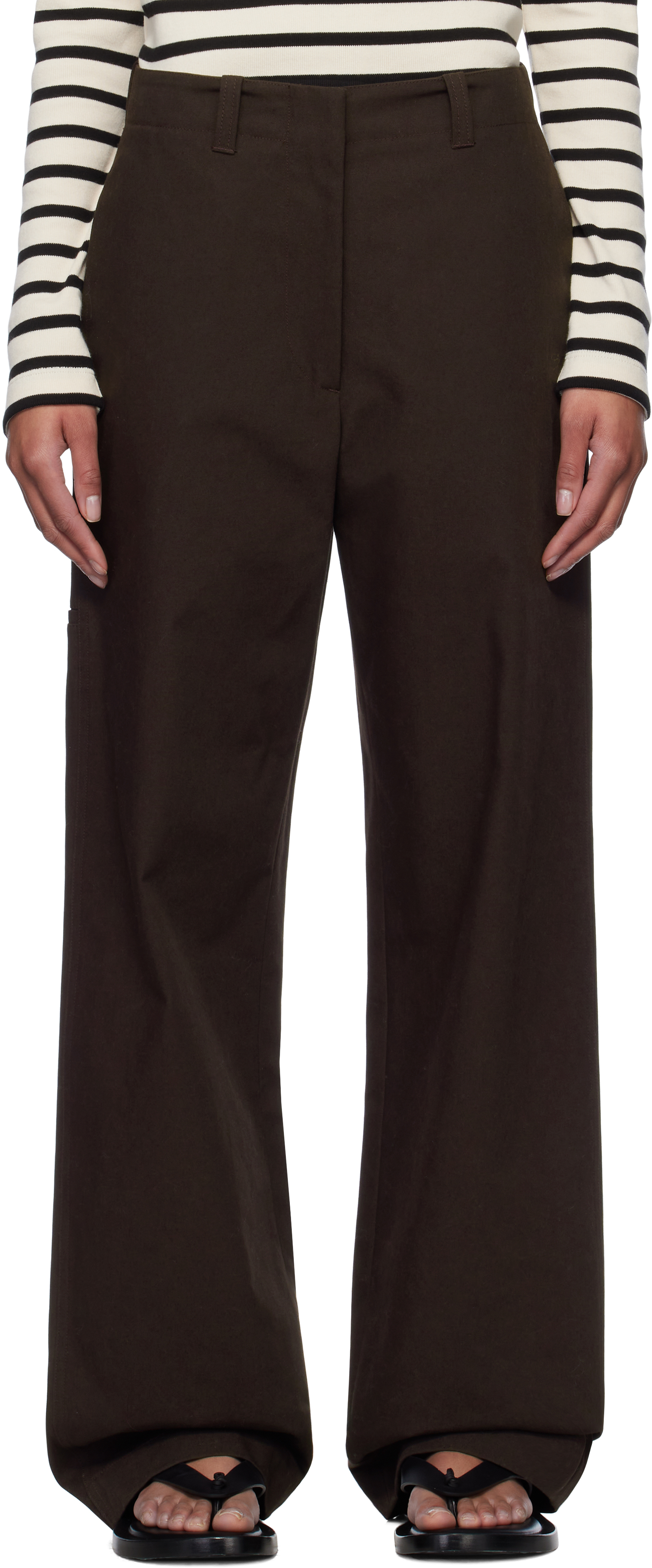 Brown Straight-Leg Trousers