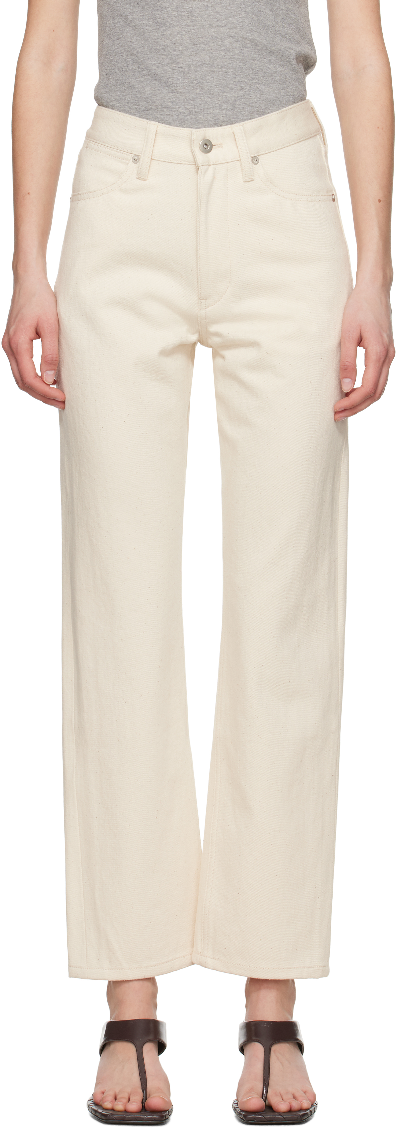 Off-White Slim Fit Jeans by Jil Sander on Sale