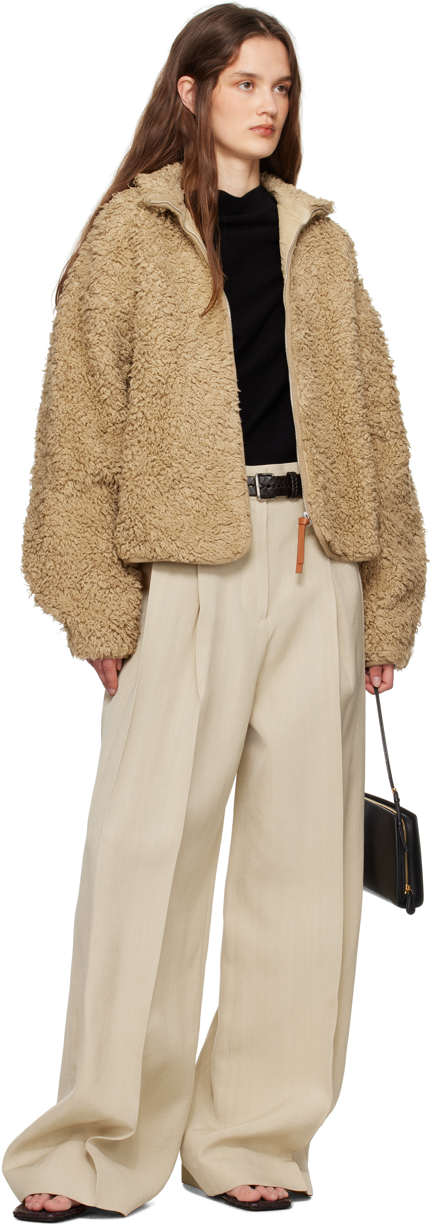 Jil Sander Beige Voluminous Pleated Trousers In 272 Canvas Beige