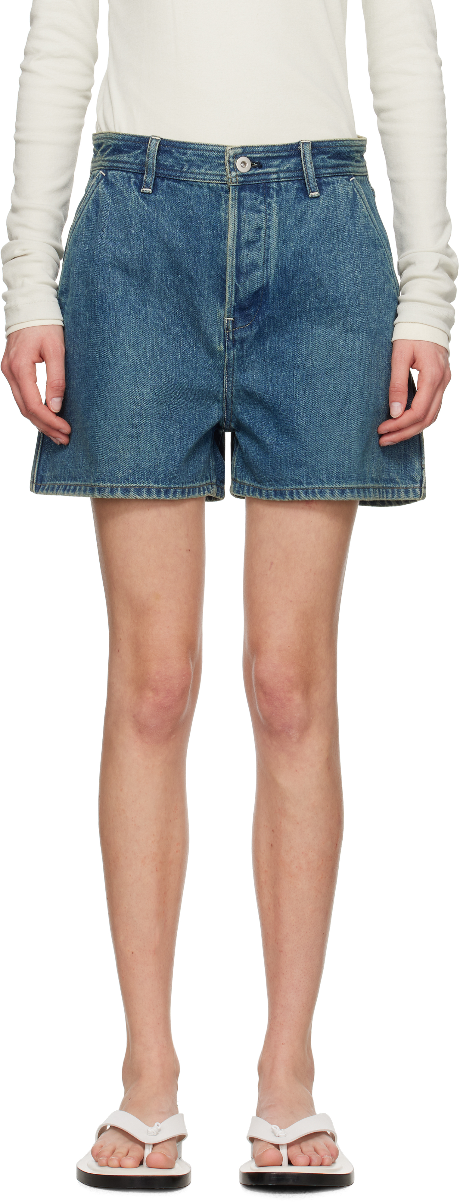 Jil Sander Blue Regular Fit Denim Shorts In 420 *