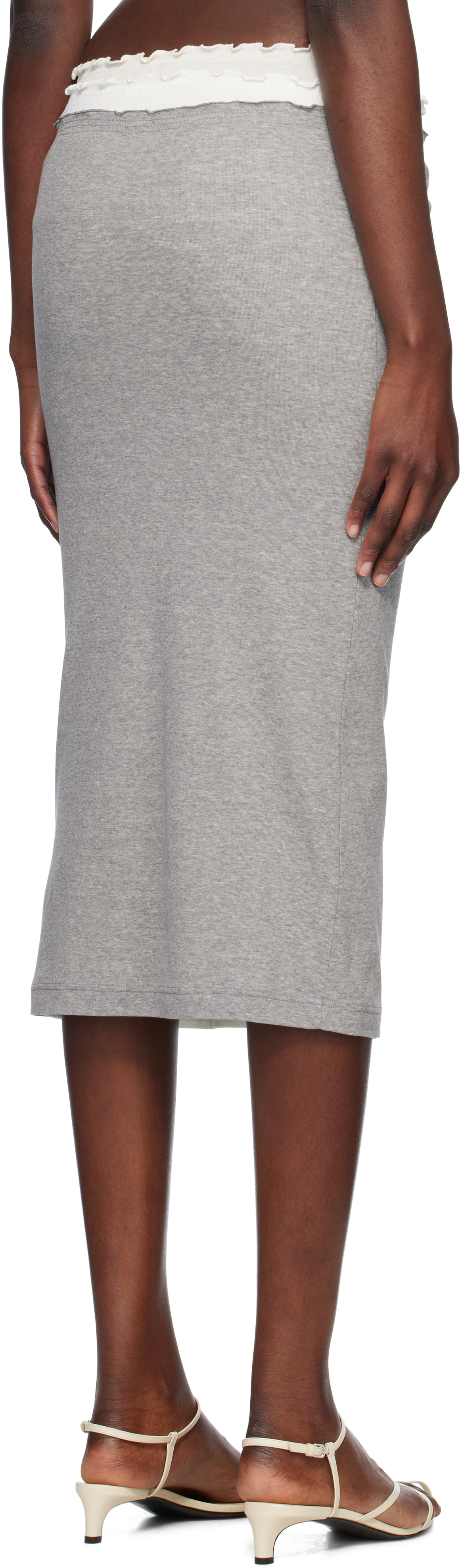Jil Sander Logo-embroidered Layered Midi Skirt In 971 Granite (100+103