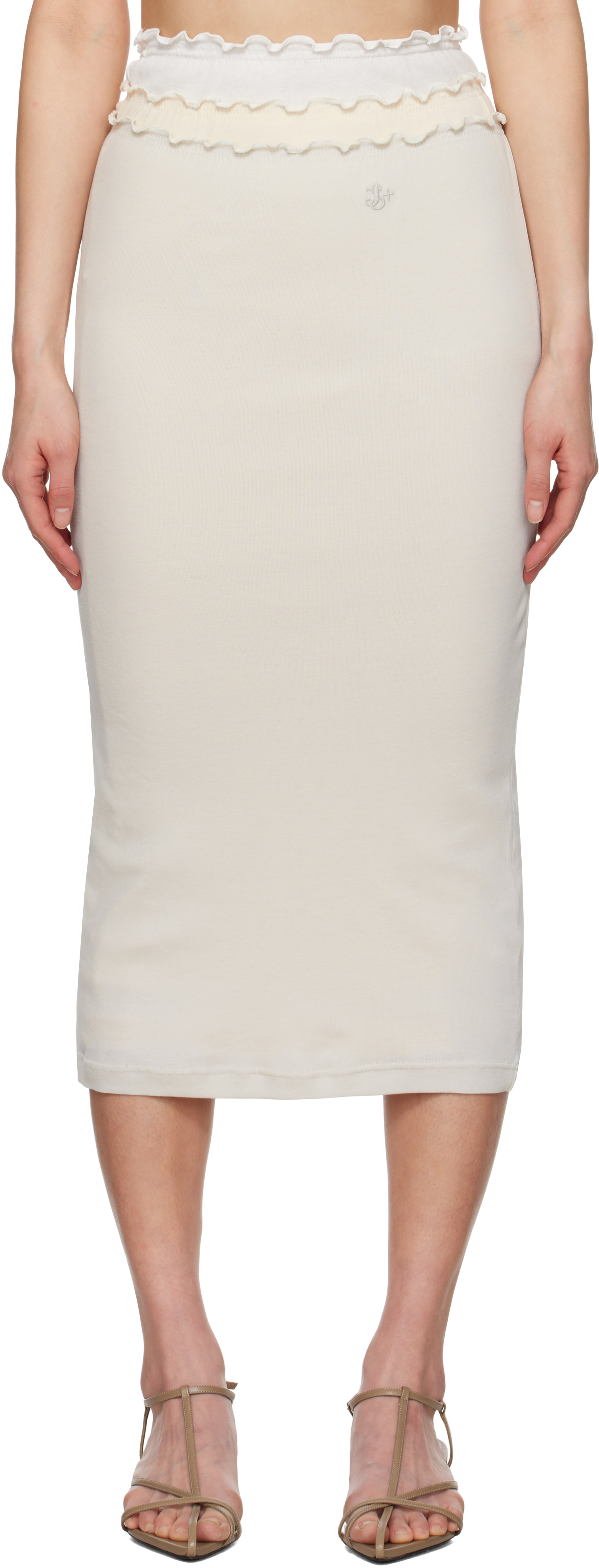 Jil Sander Multicolor Three Layers Midi Skirt In 961 Polar (100+103+0