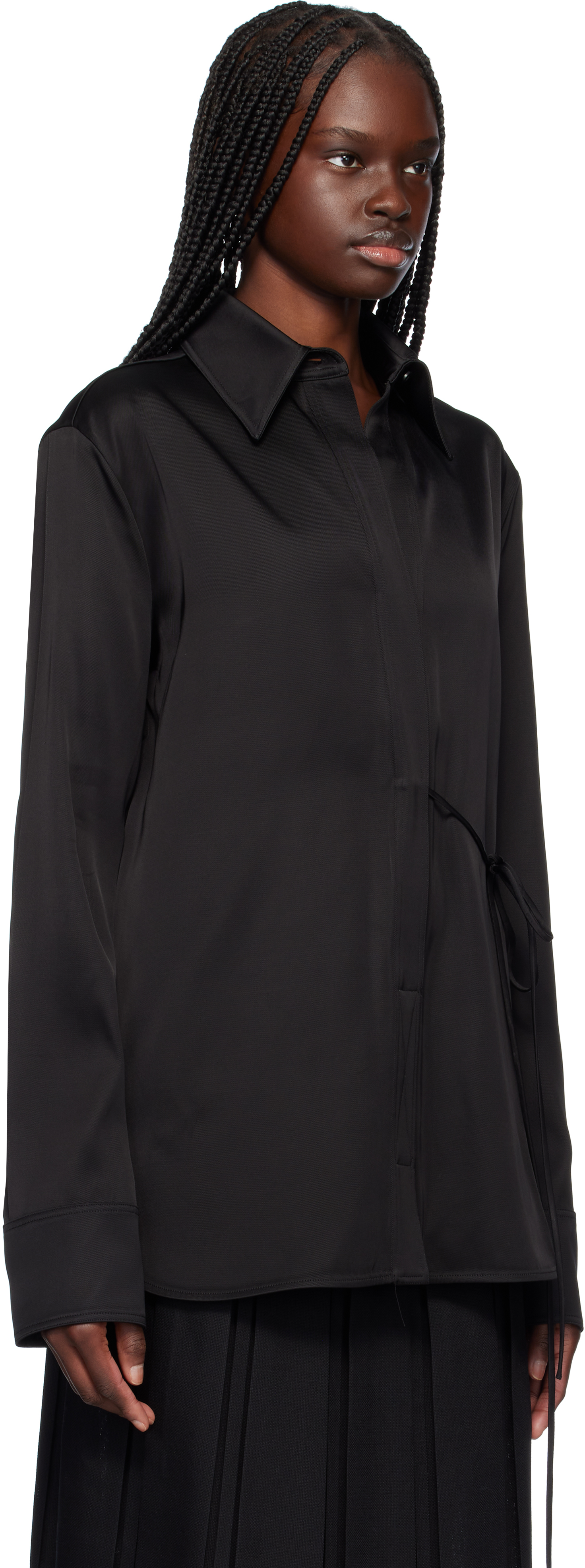 Jil Sander Black Heavy Viscose Silk Twill Shirt In 001 Black