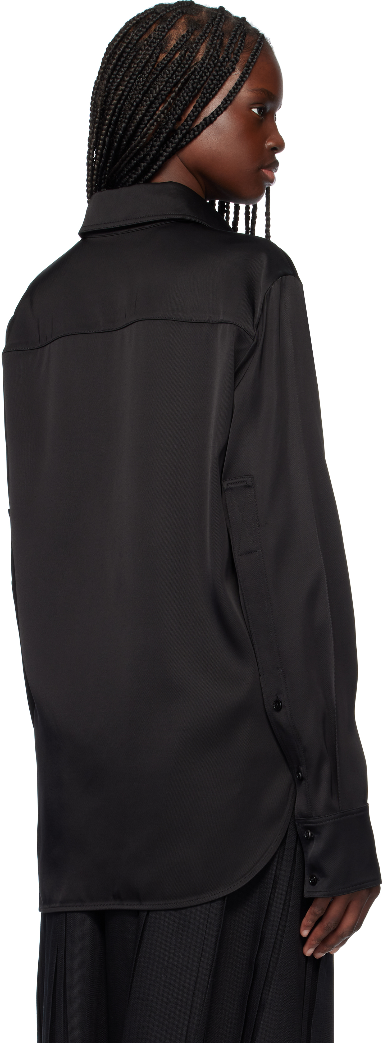 Jil Sander Black Heavy Viscose Silk Twill Shirt In 001 Black