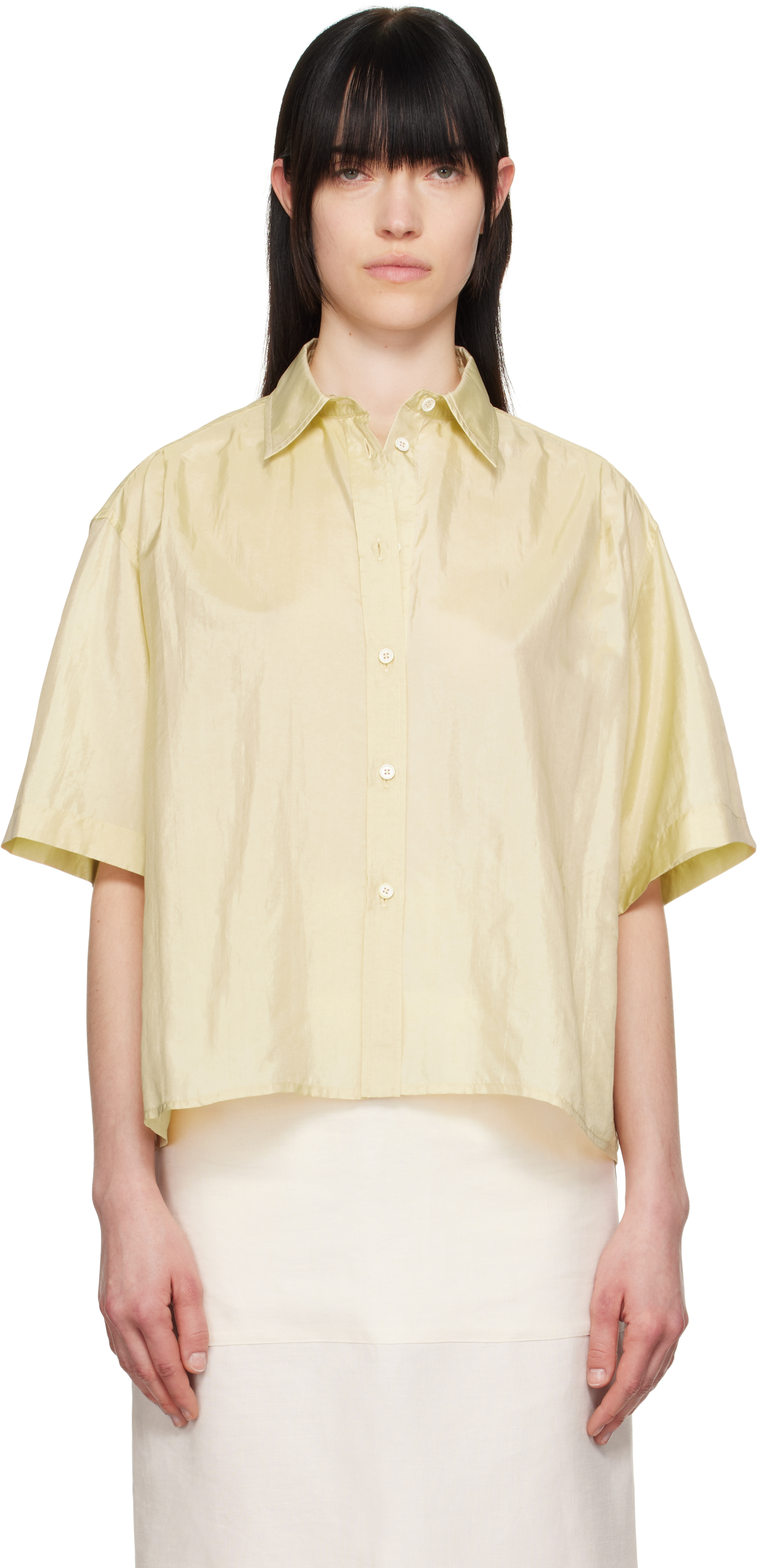 Jil Sander Yellow Spread Collar Shirt In 265 Almond