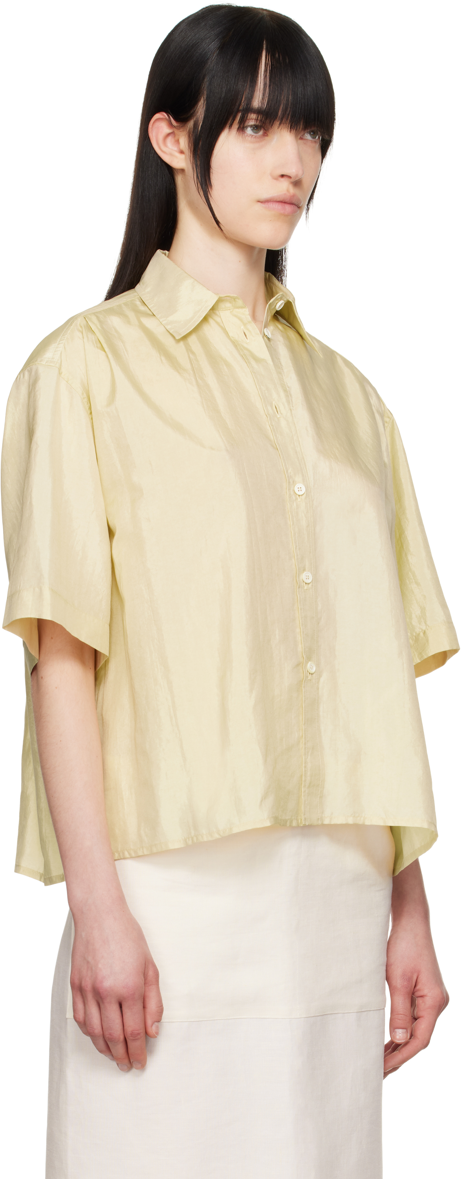 Jil Sander Yellow Spread Collar Shirt In 265 Almond