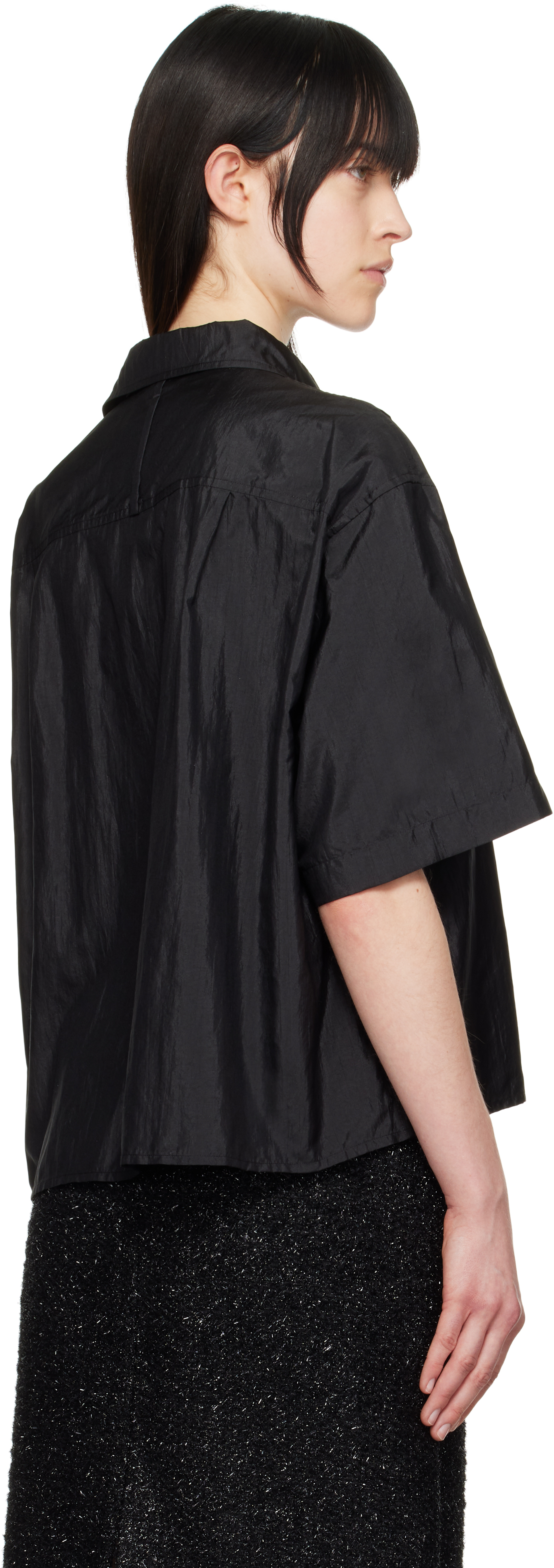 Jil Sander Black Spread Collar Shirt In 001 Black