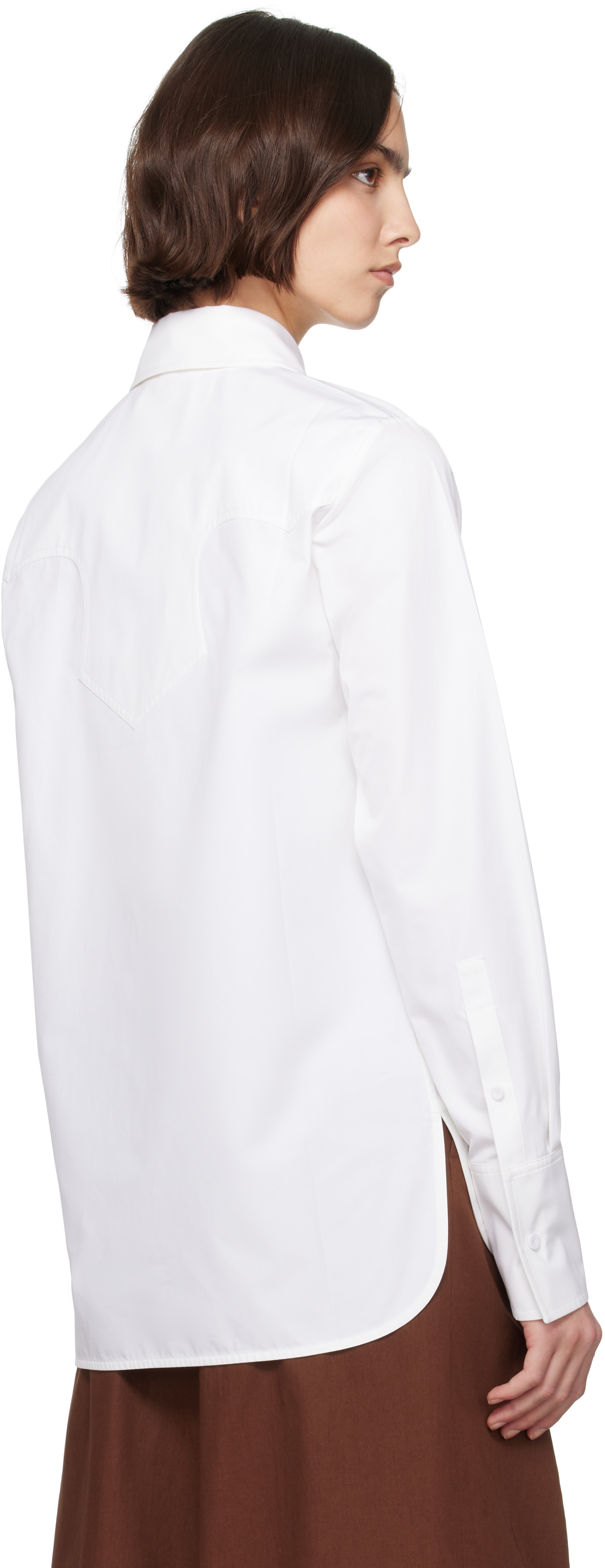 Jil Sander White Cotton Poplin Tie Shirt
